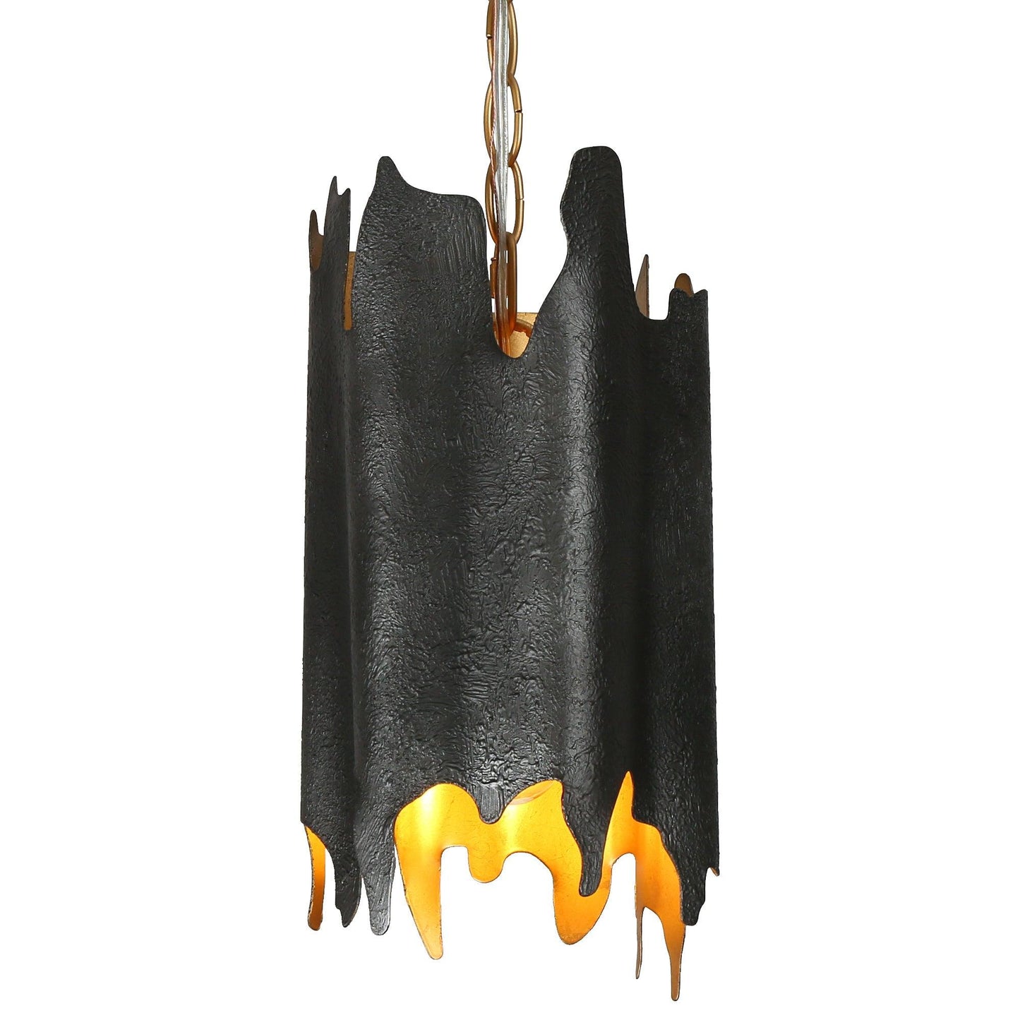 1-Light Black Gold Cylinder Pendant Light - Belles Lighting