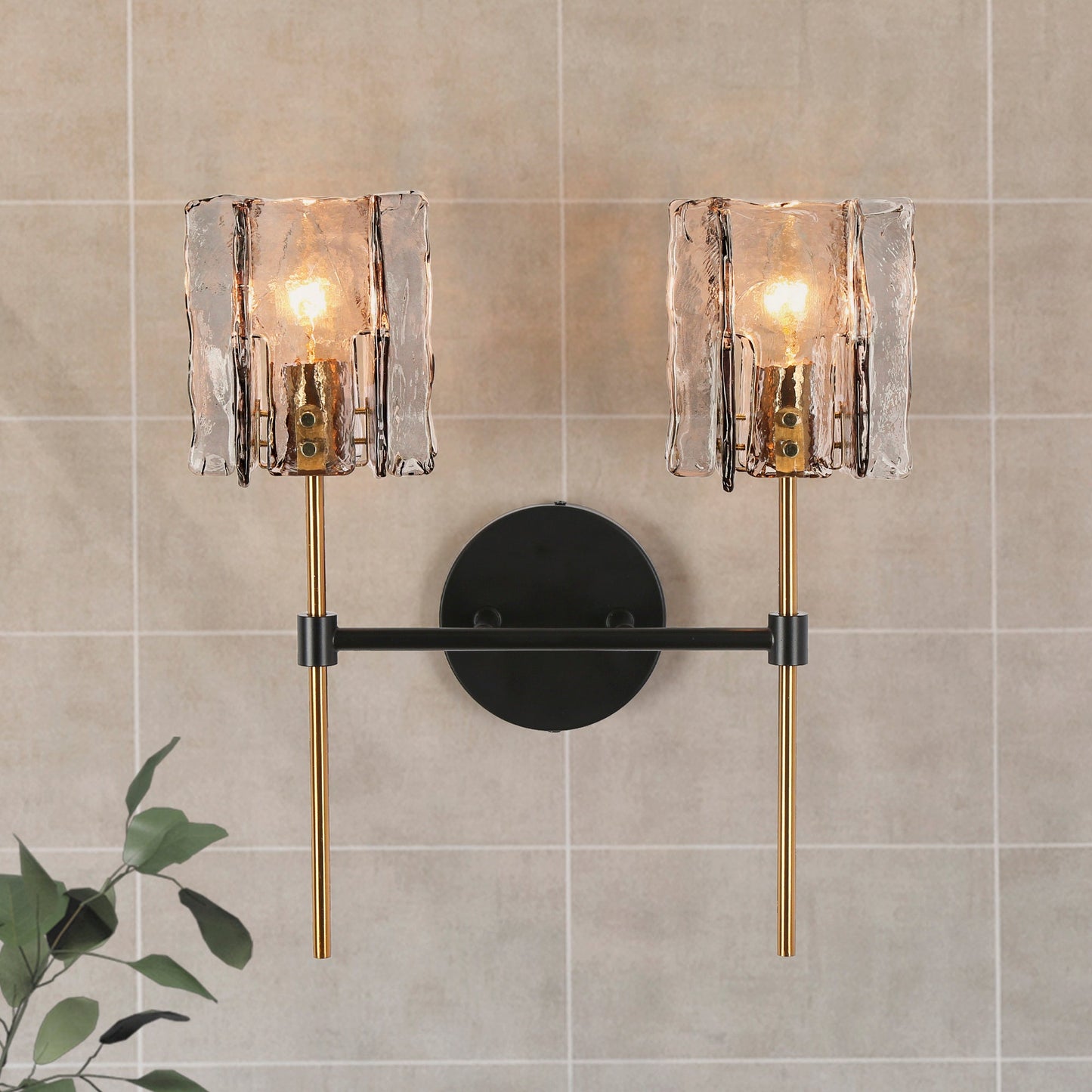 Echonalyri 2-Light Black and Brass Vanity Light