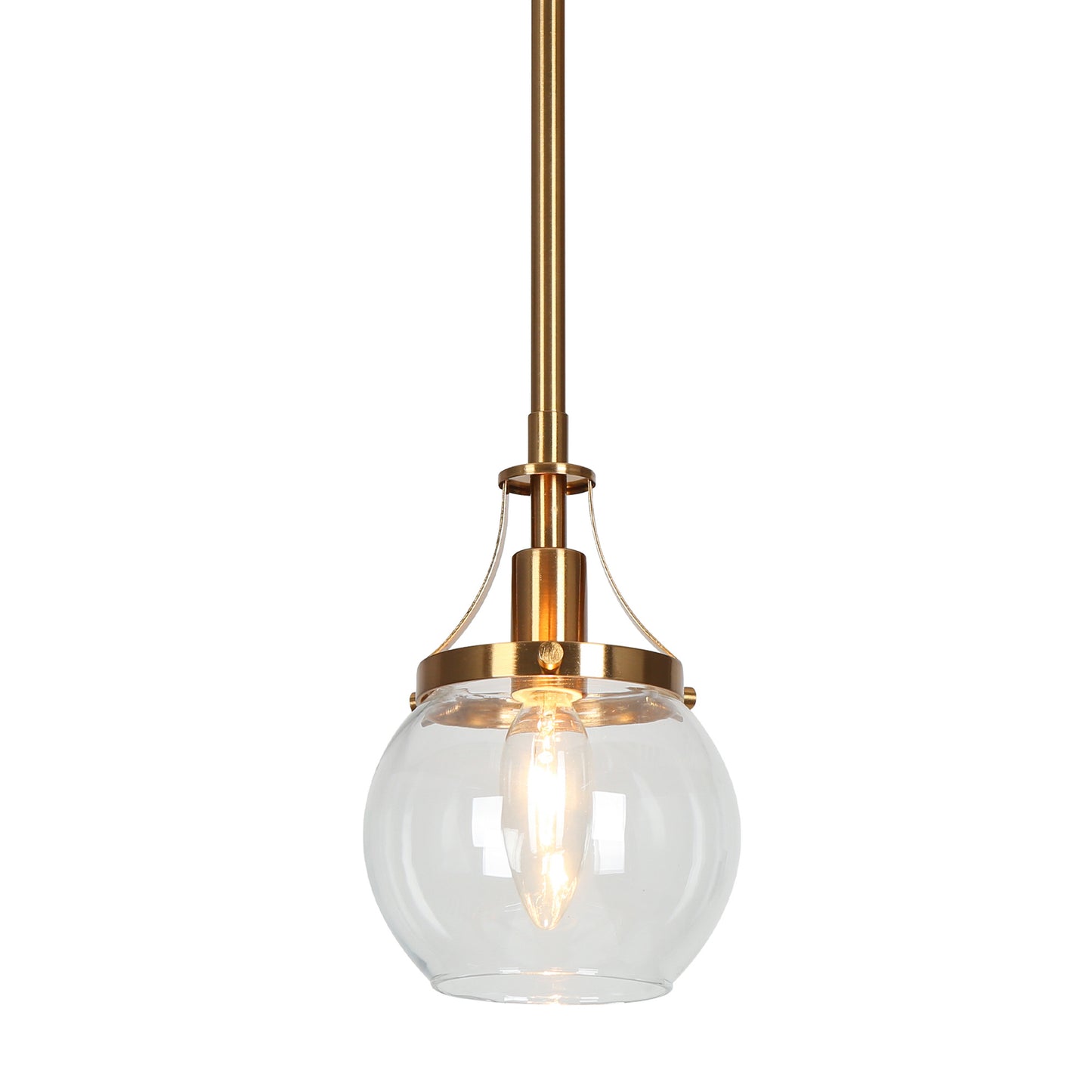 Modern 1-Light Gold Globe Pendant Light with Clear Glass