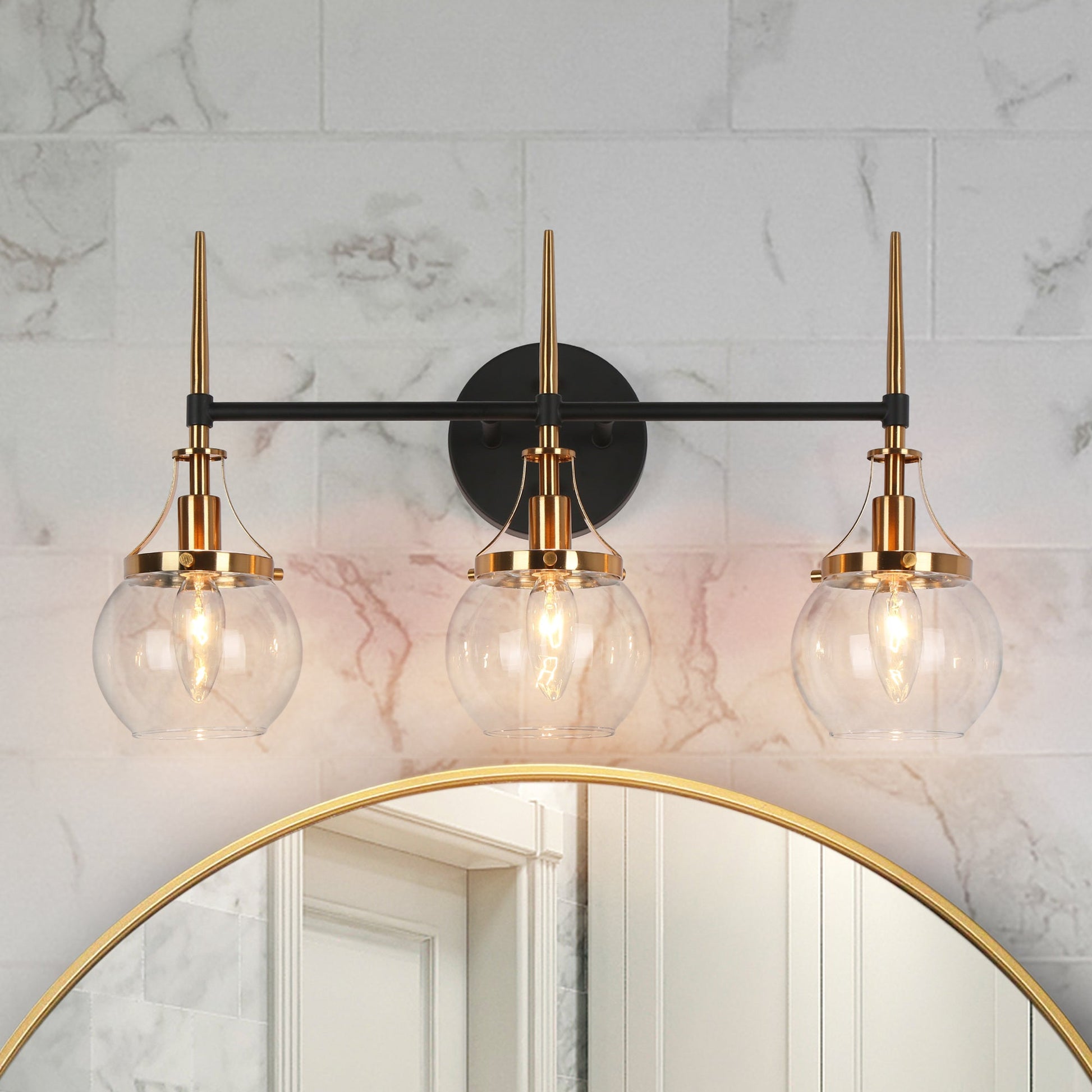 Capensis 3-Light Black and Brass Vanity Light