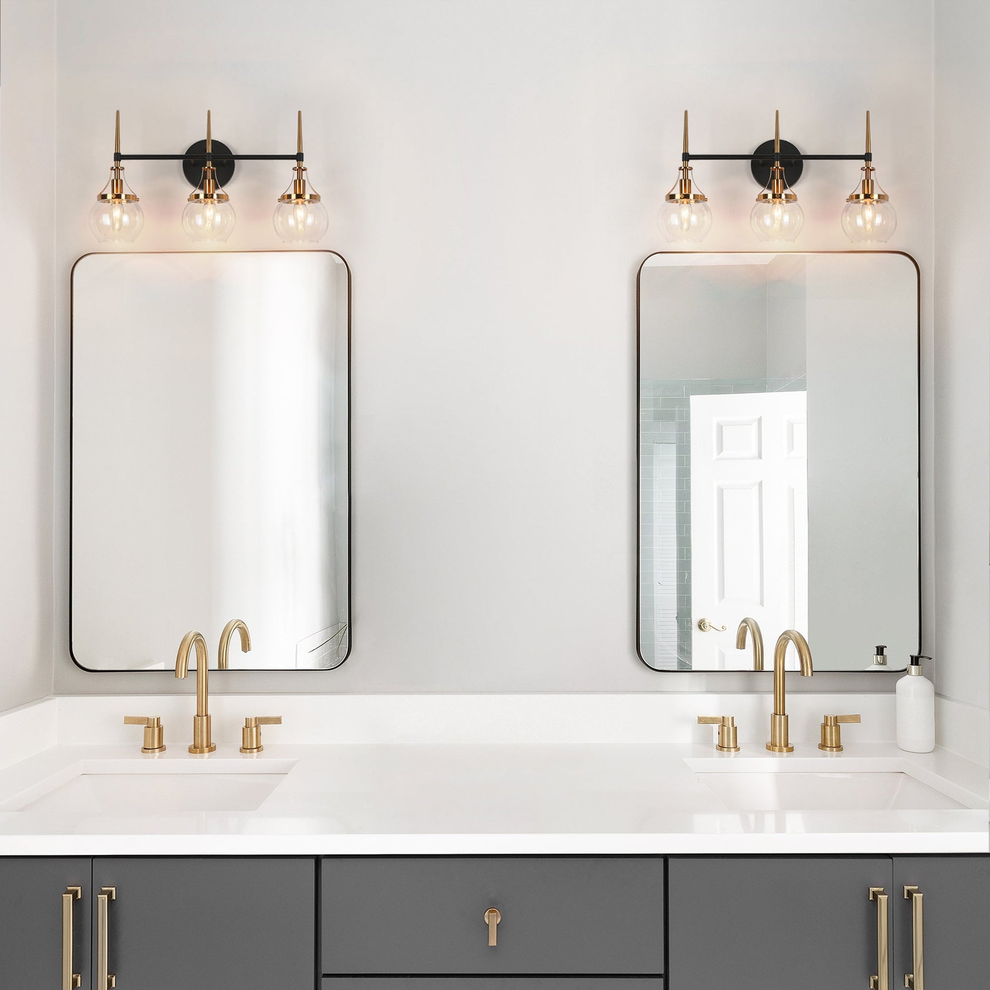 Capensis 3-Light Black and Brass Vanity Light