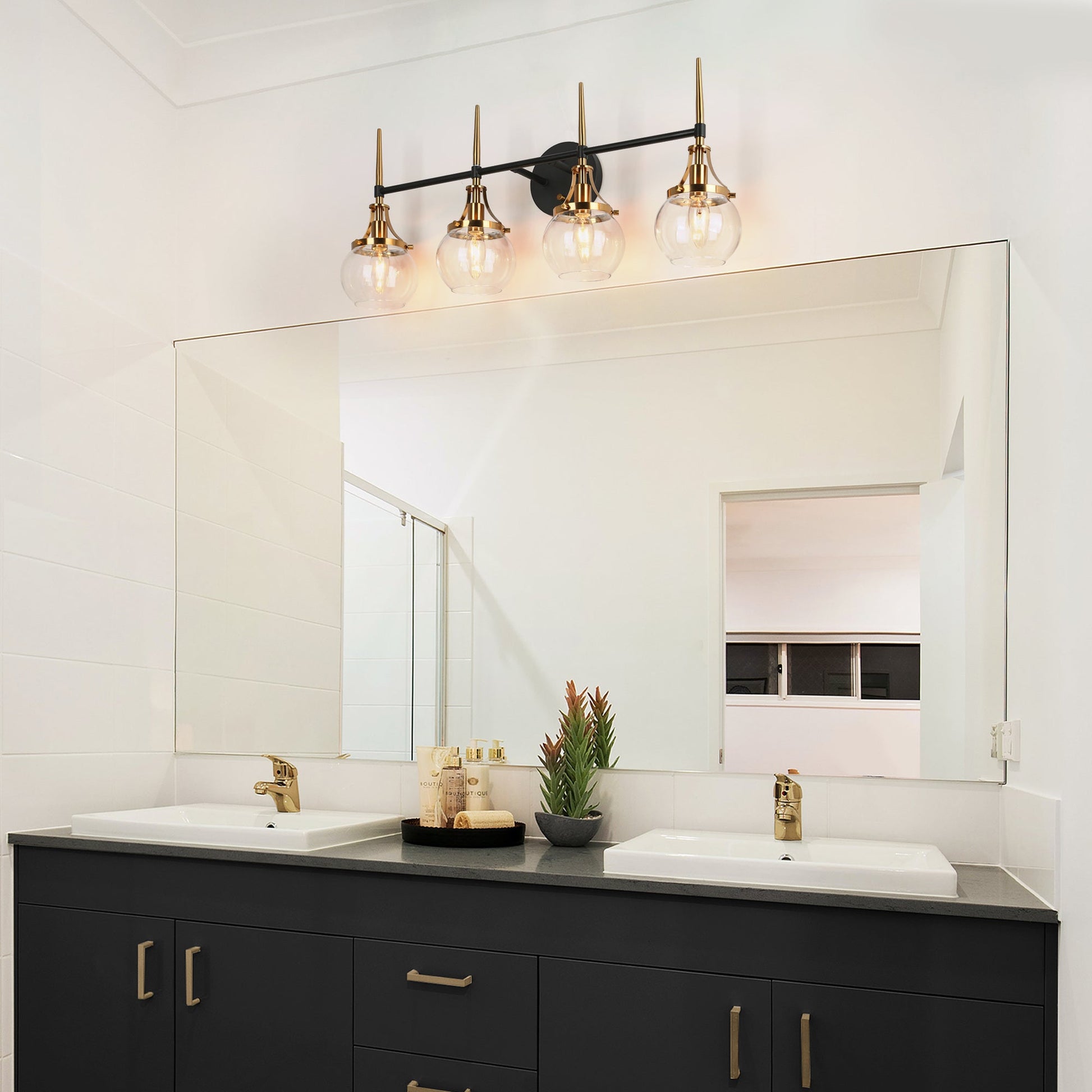 Capensis 4-Light Black and Brass Vanity Light