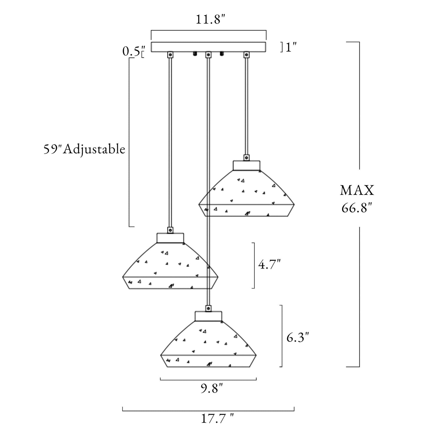 Anila 3-Light Small Black Chandelier