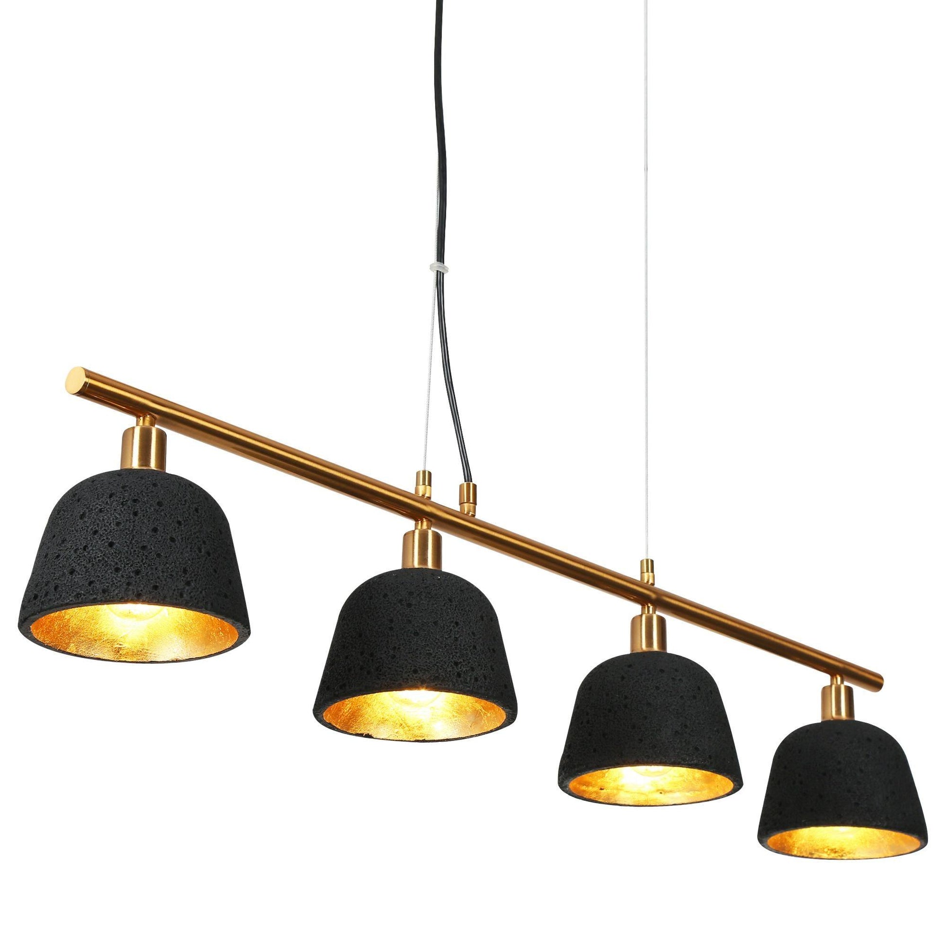 4-Light Black Gold Chandelier Linear Island Lights - Belles Lighting