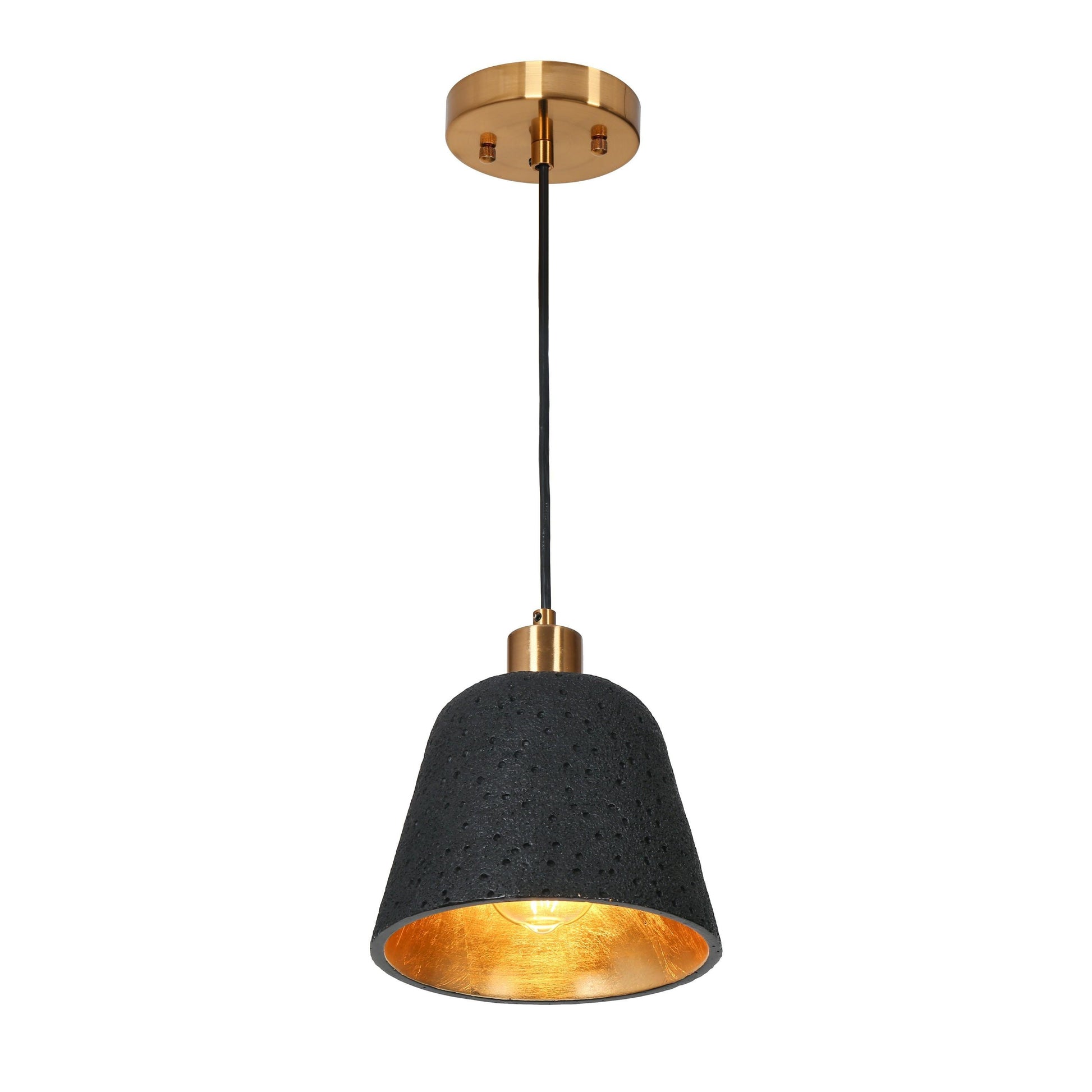 1-Light Modern Black Gold Pendant Light - Belles Lighting