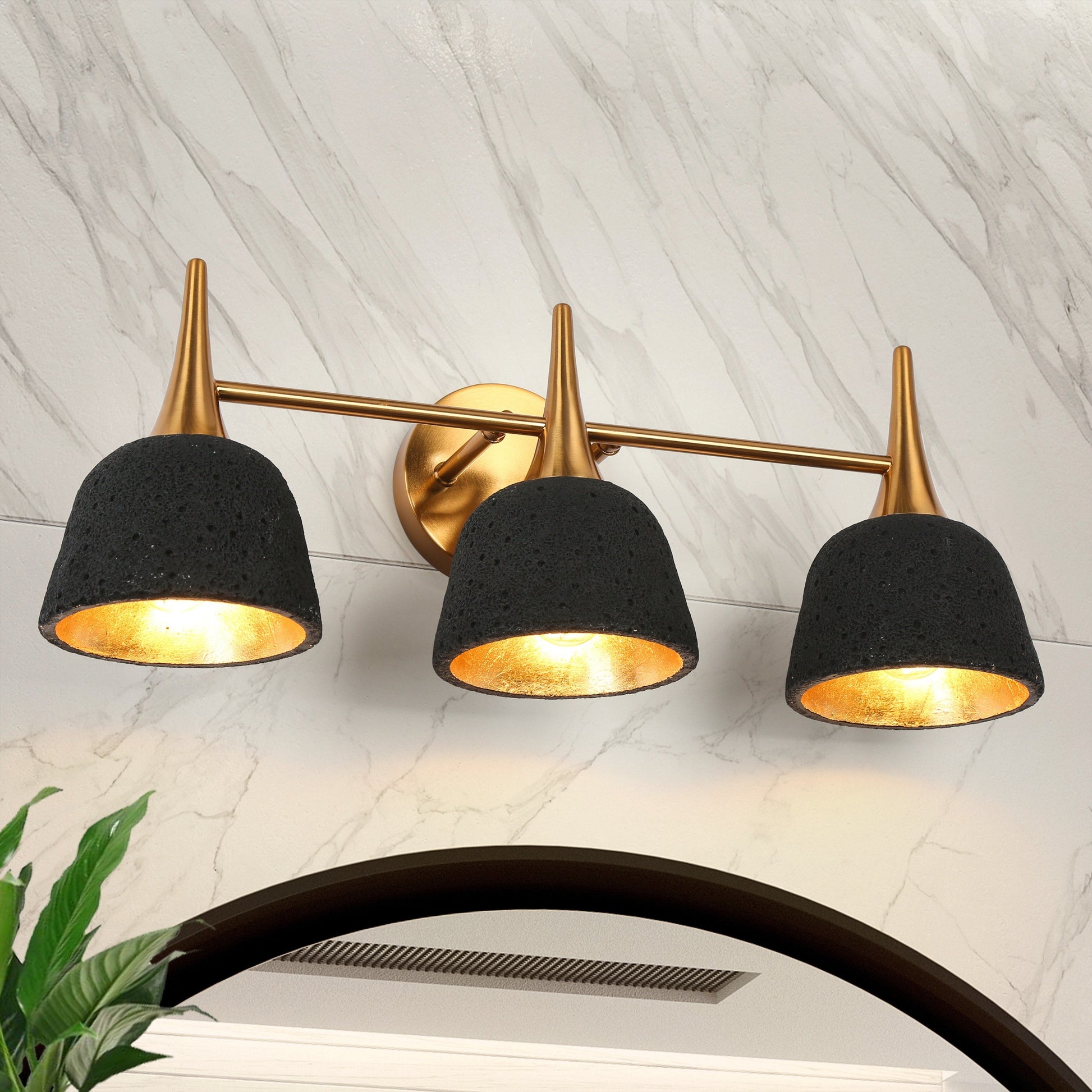 Contianssi 3-Light Black and Brass Vanity Light