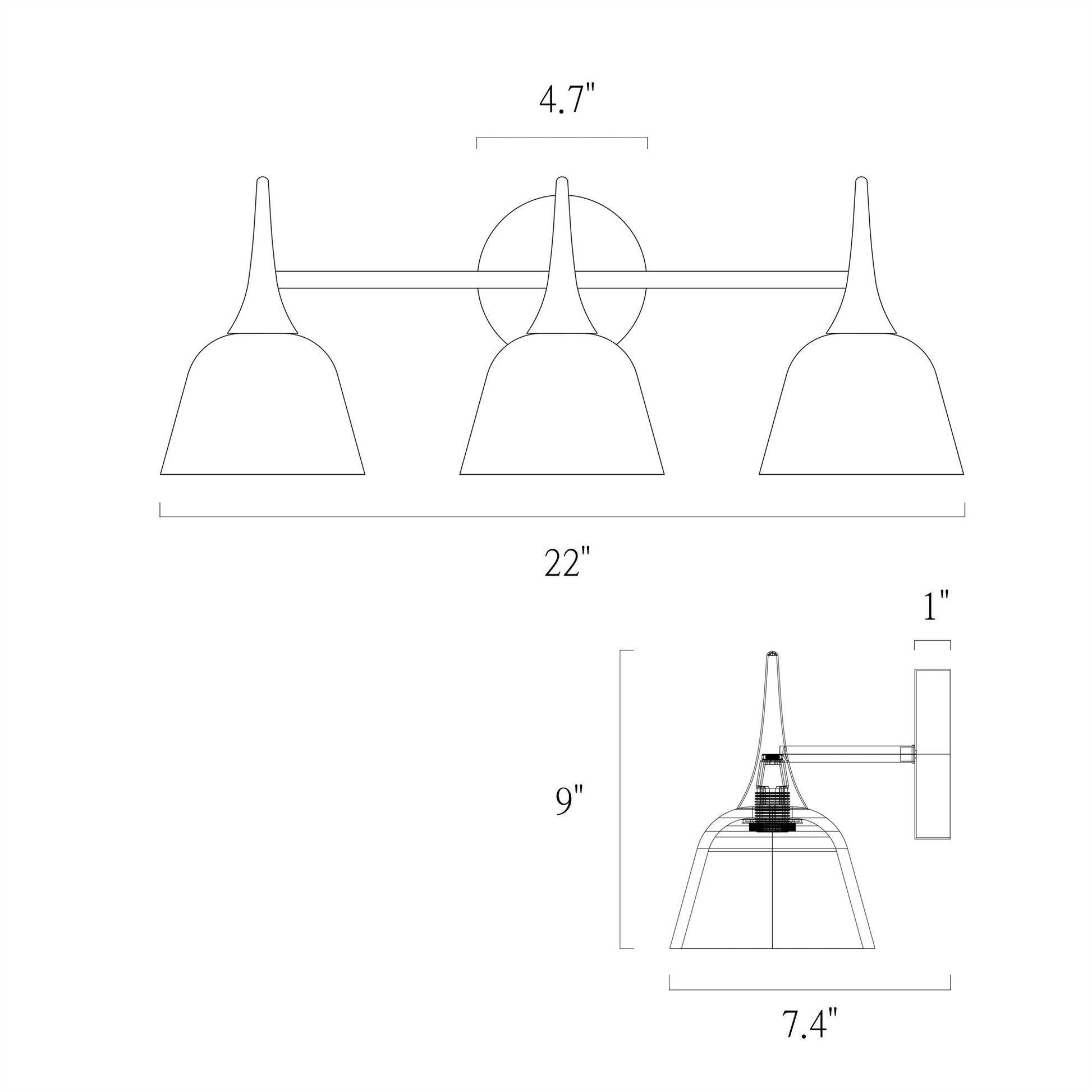 Contianssi 3-Light Black and Brass Vanity Light