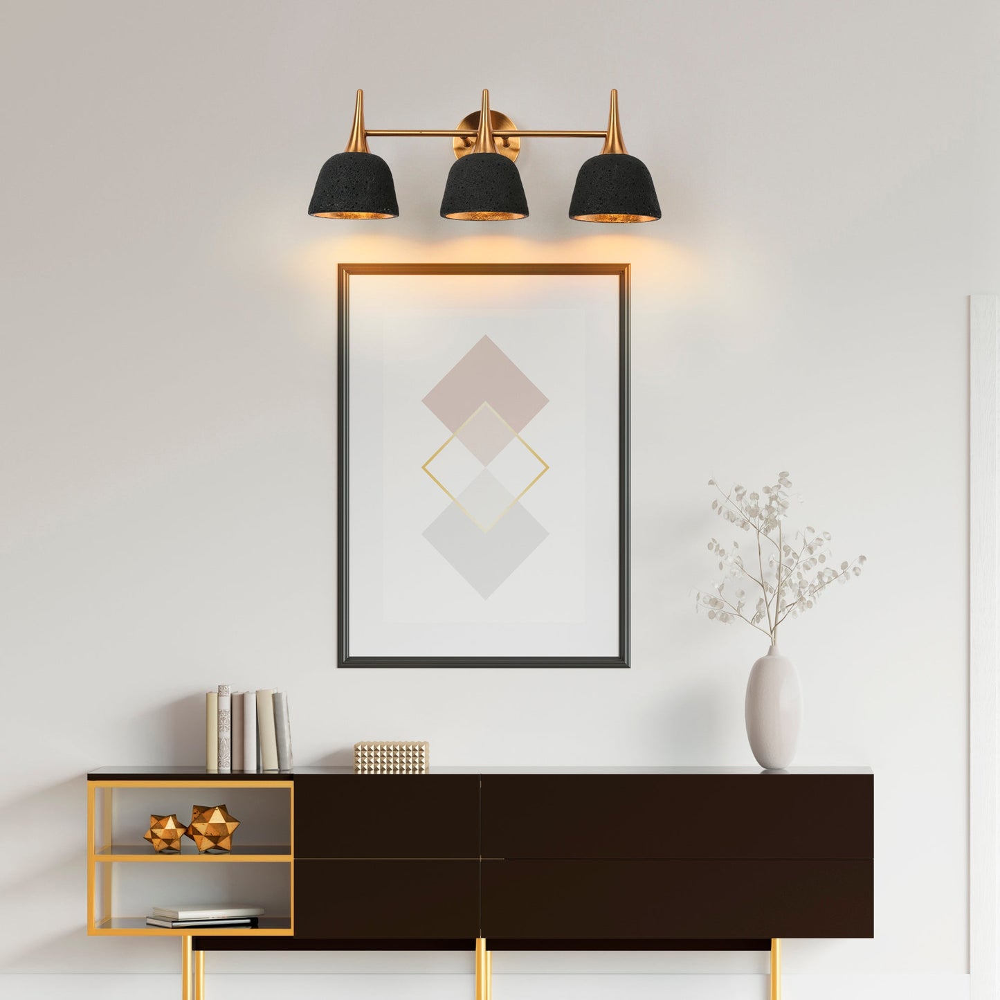 Contianssi 3-Light Black and Brass Vanity Light