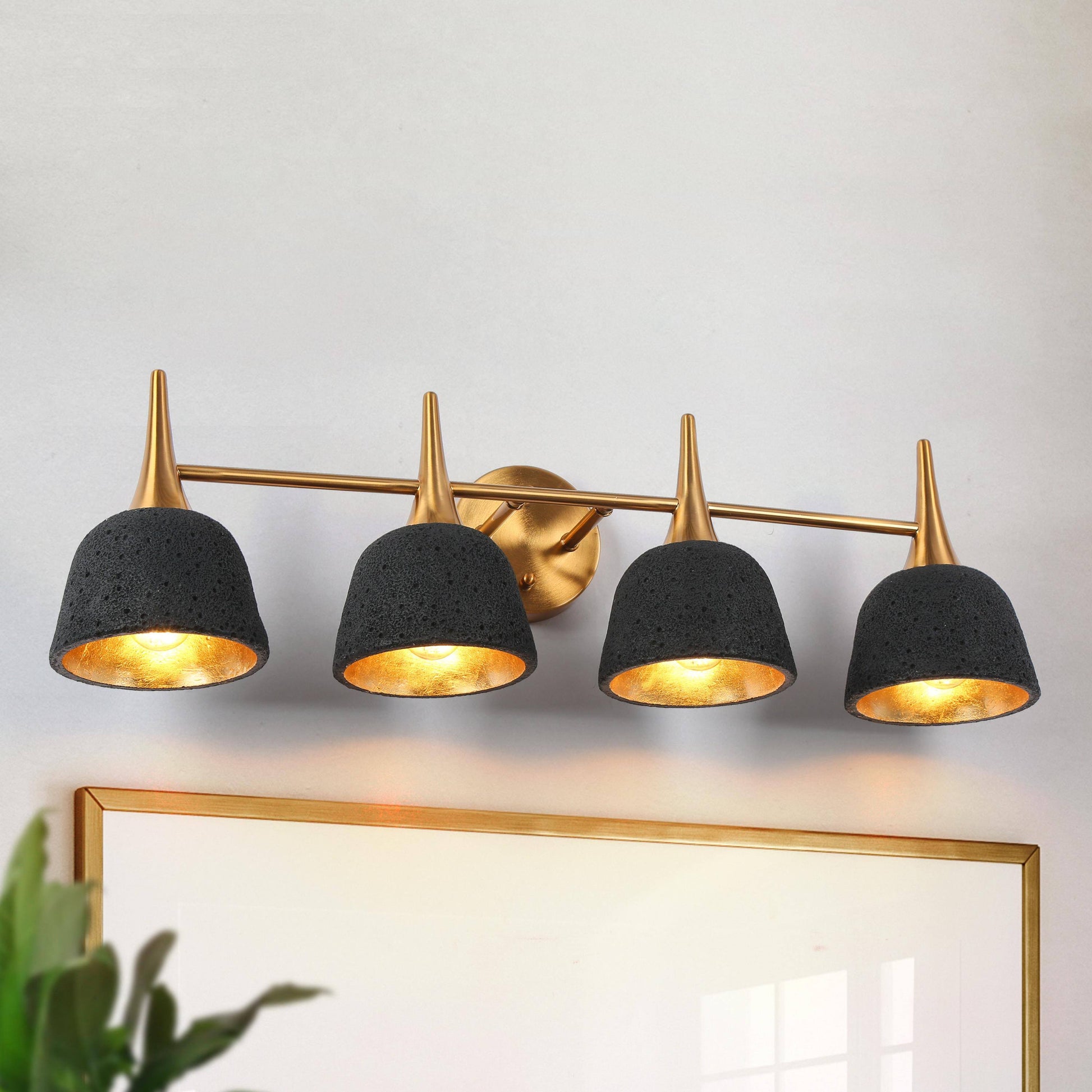 Contianssi 4-Light Black and Brass Vanity Light