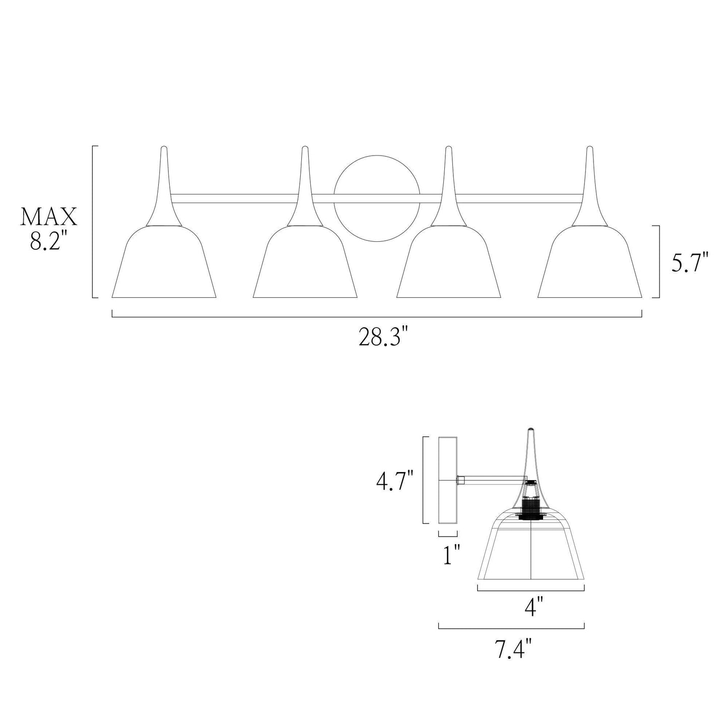 Contianssi 4-Light Black and Brass Vanity Light