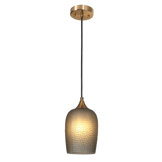 1-Light Gold Smoky-Gray Pendant Light - Belles Lighting