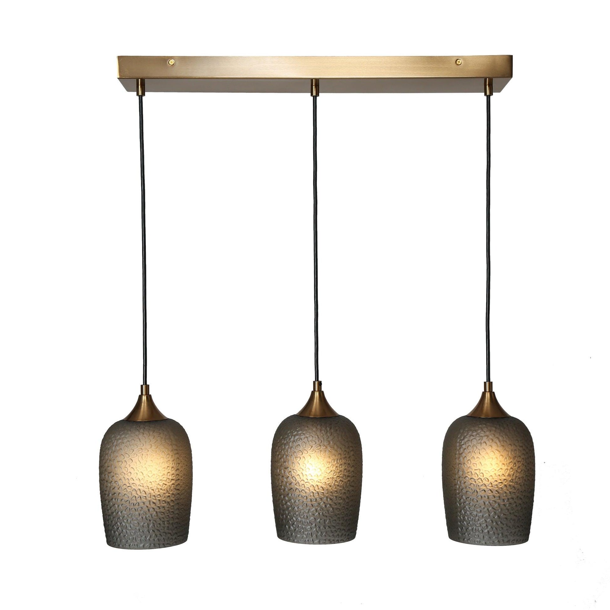 3-Light Gold Smoky-Gray Glass Kitchen Island Chandeliers - Belles Lighting