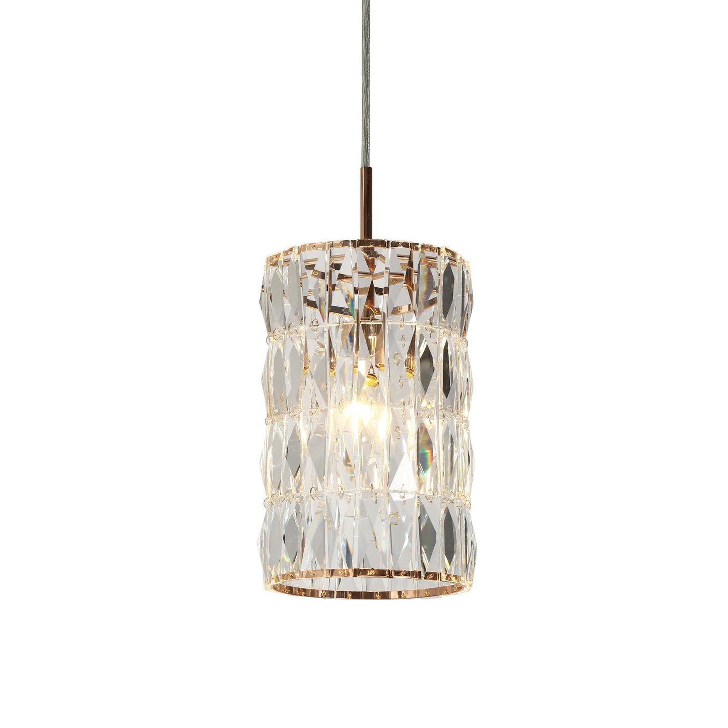 1-Light Gold Crystal Pendant Light - Belles Lighting