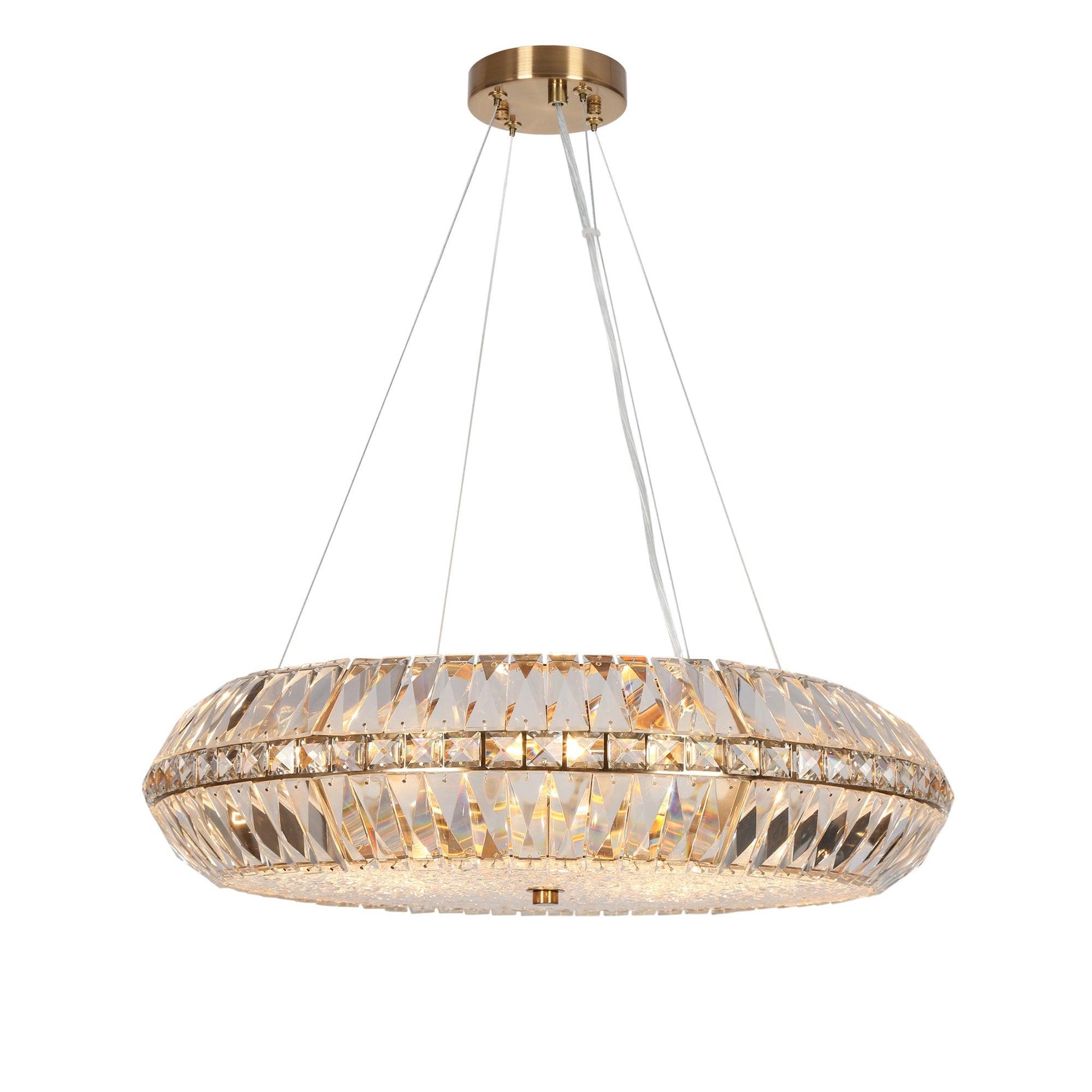 10-Light Crystal Drum Gold Chandelier Lights - Belles Lighting