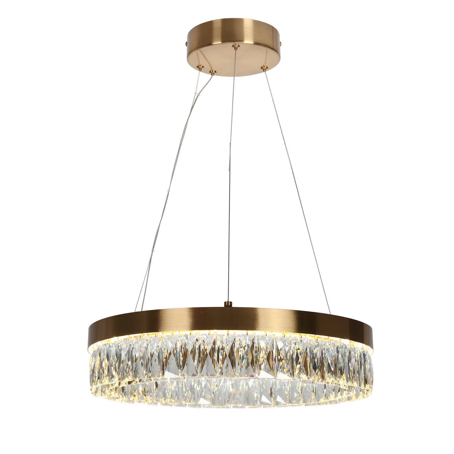 Modern 1-Light LED Gold Crystal Drum Chandelier