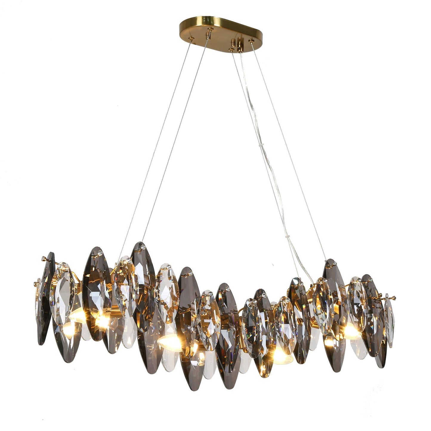 6-Light Gold Crystal Chandelier Island Lights - Belles Lighting