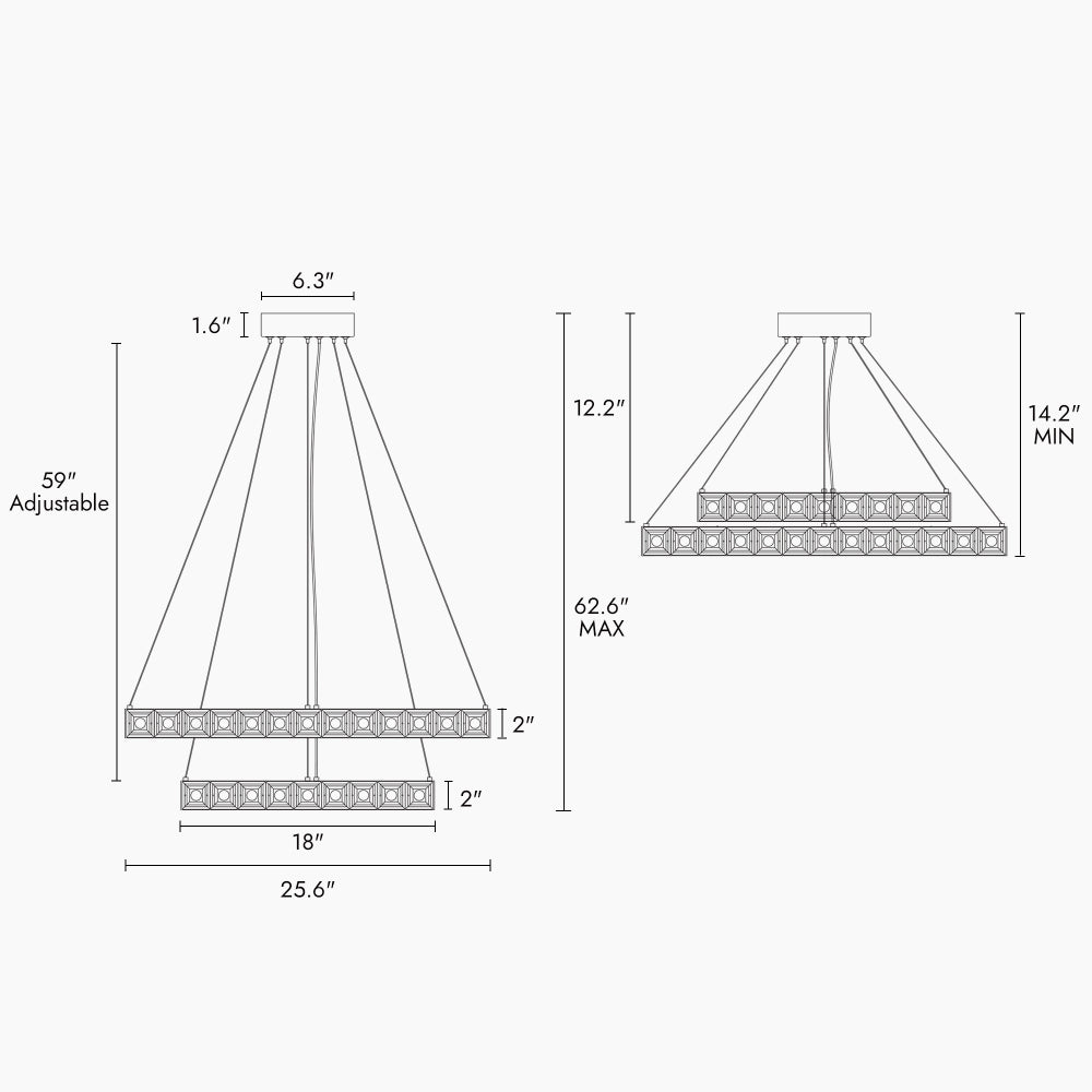 Wbllemiae 2-Light Medium Gold Crystal LED Chandelier