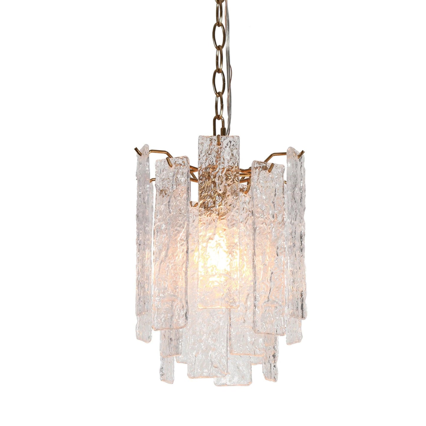 1-Light Gold Pendant Lights with Textured Glass - Belles Lighting