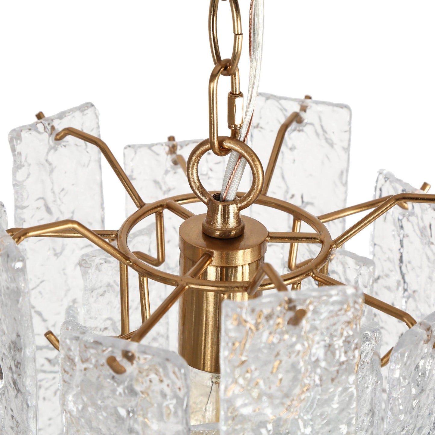 1-Light Gold Pendant Lights with Textured Glass - Belles Lighting