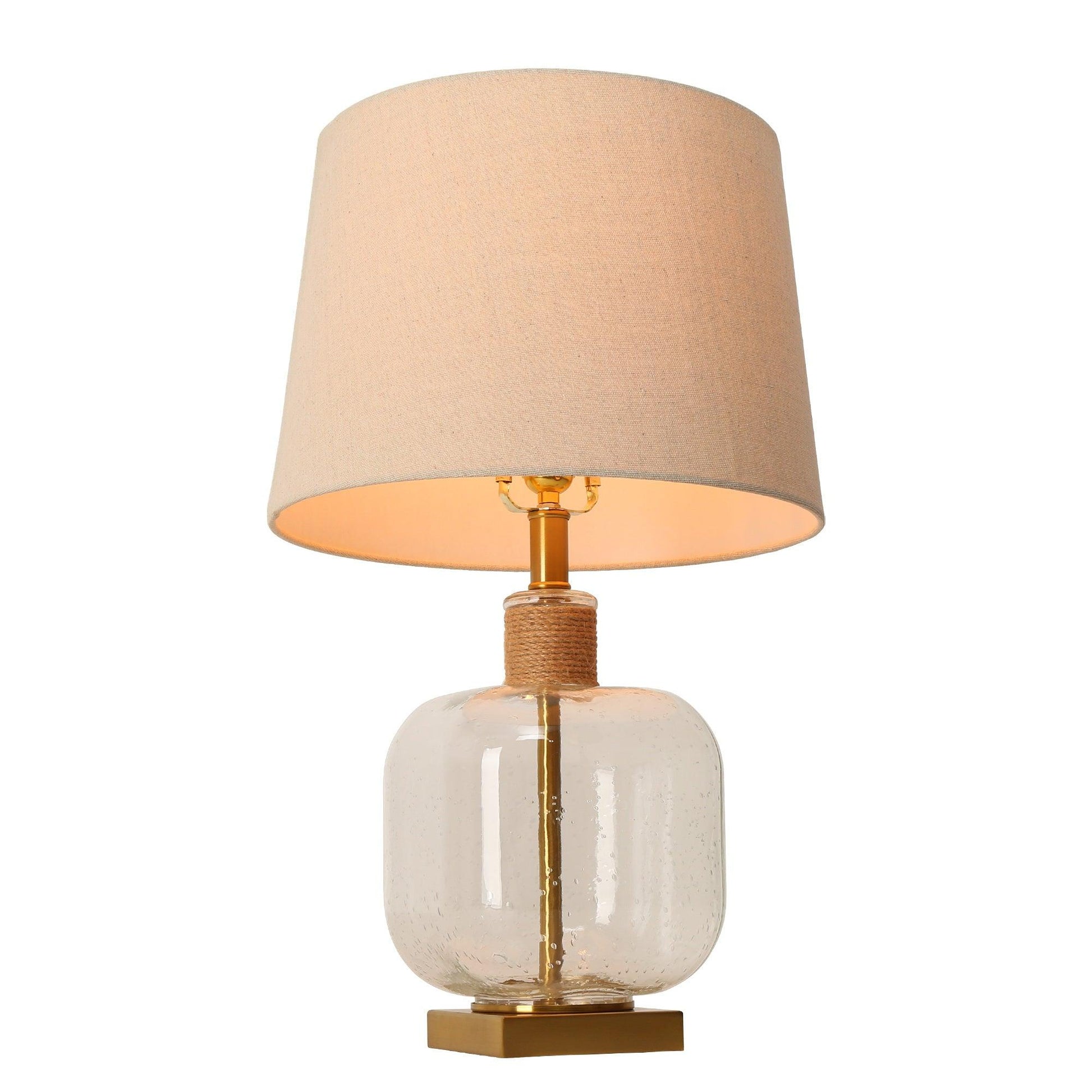 1-Light Seeded Glass Table Lamp with Fabric Shade - Belles Lighting