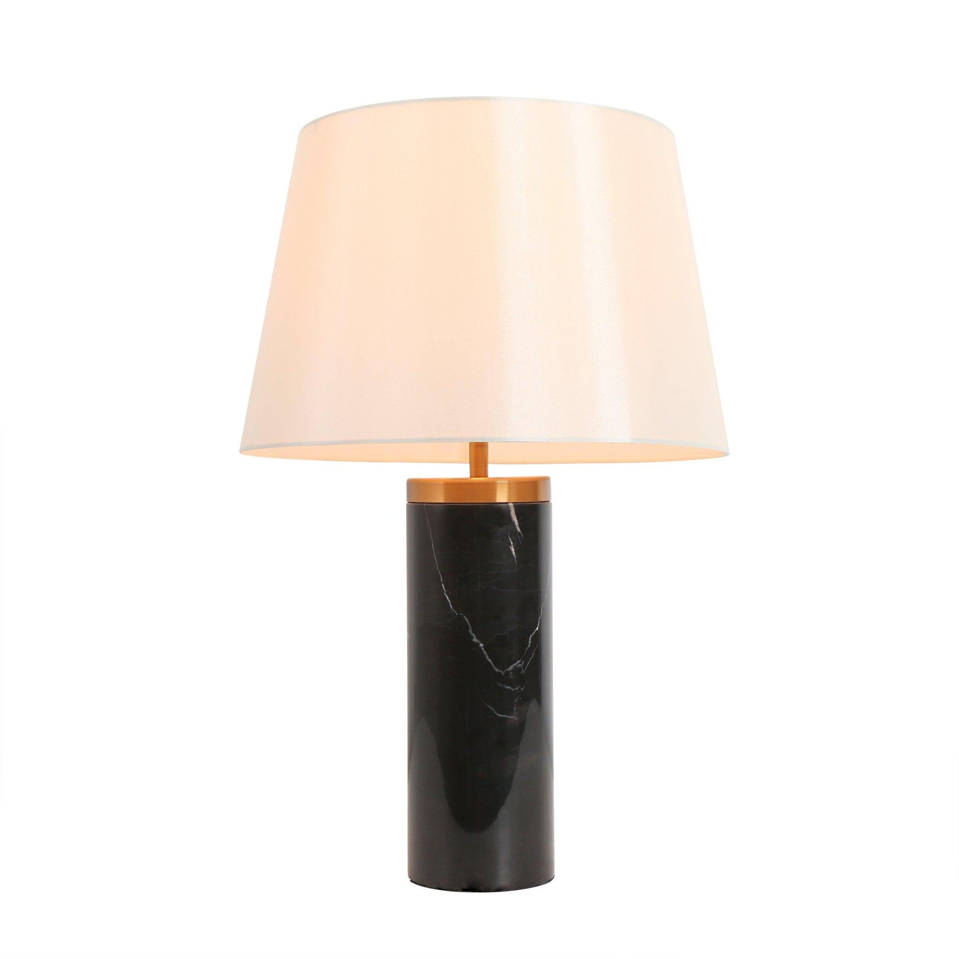 1-Light Gold Black Table Lamp with Fabric Shade - Belles Lighting