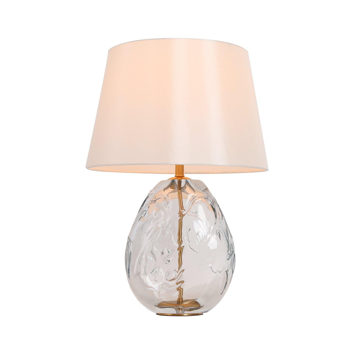 1-Light Textured Clear Glass Table Lamp with Fabric Shade - Belles Lighting