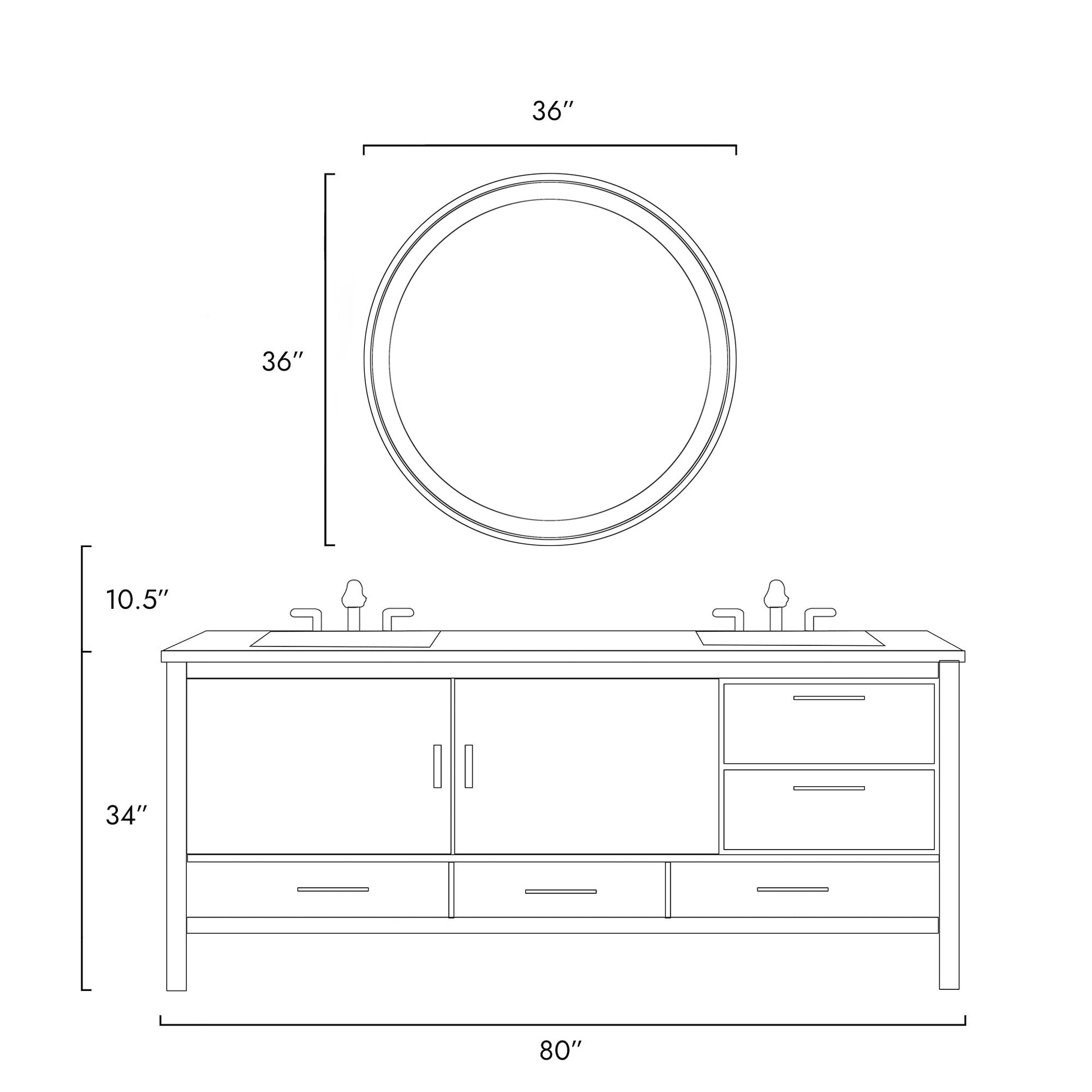 36" 1-Light LED Round Mirror