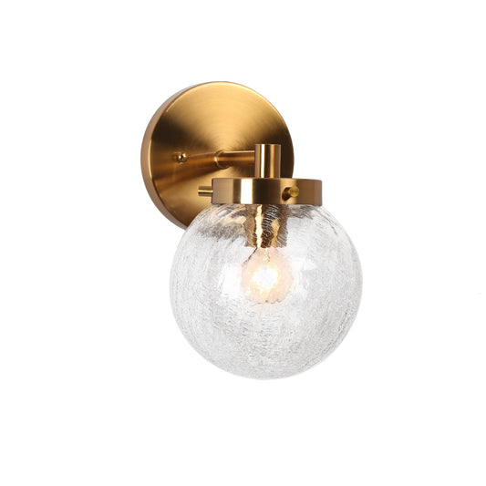 Modern Gold Wall Sconce with Cracekd Glass Shade