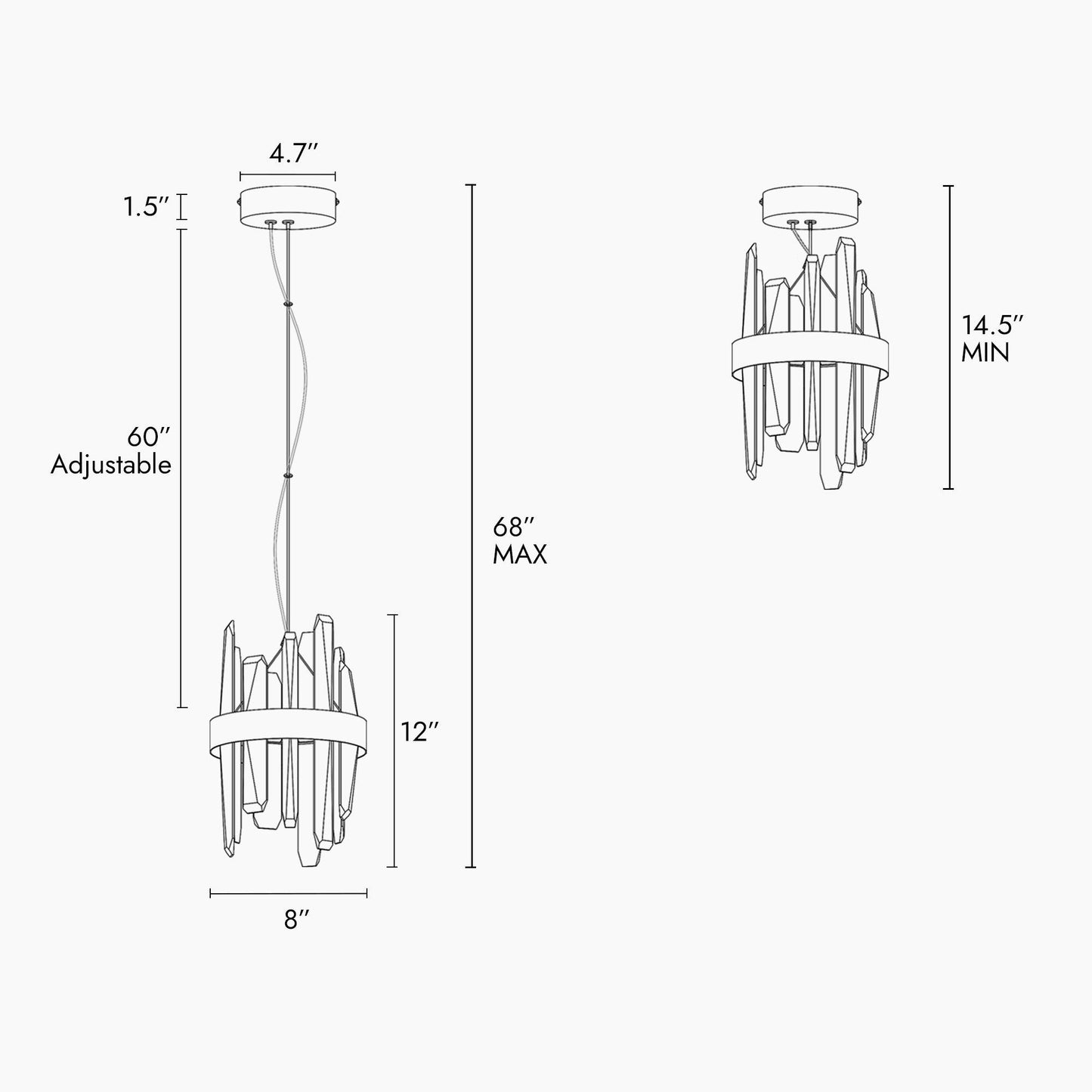 2-Light Crystal LED Mini Chandelier Pendant Lights - Belles Lighting