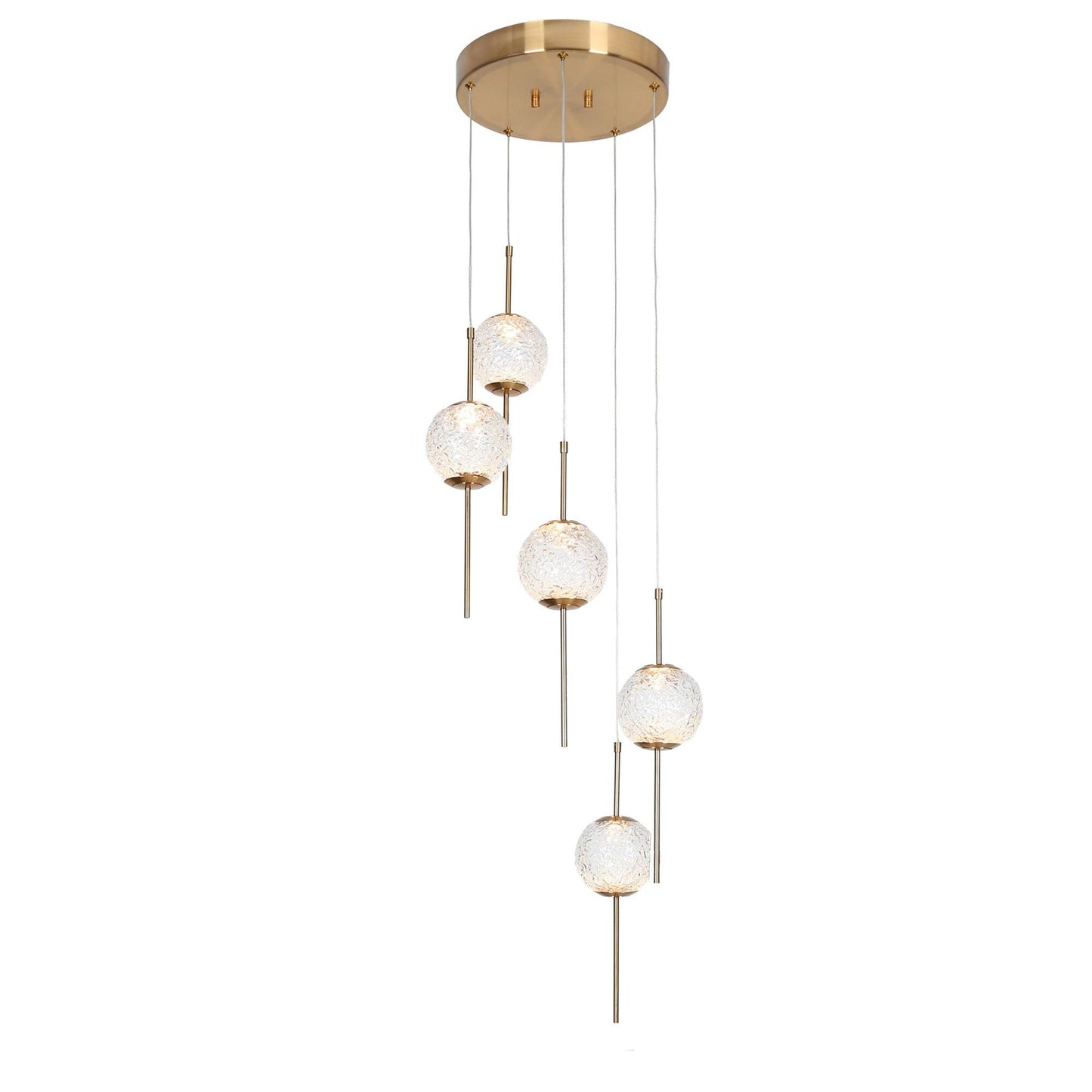 5-Light LED Gold Cluster Pendant Lights - Belles Lighting