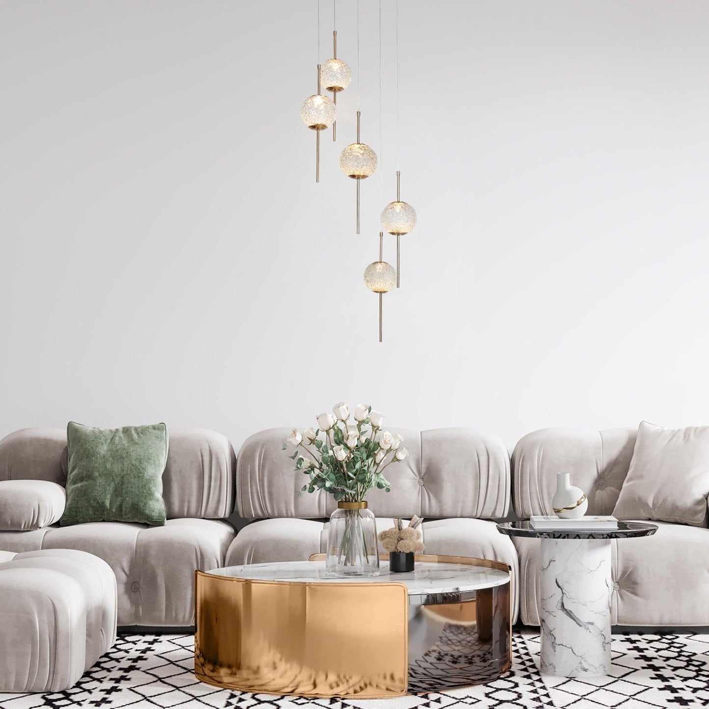 5-Light LED Gold Cluster Pendant Lights - Belles Lighting