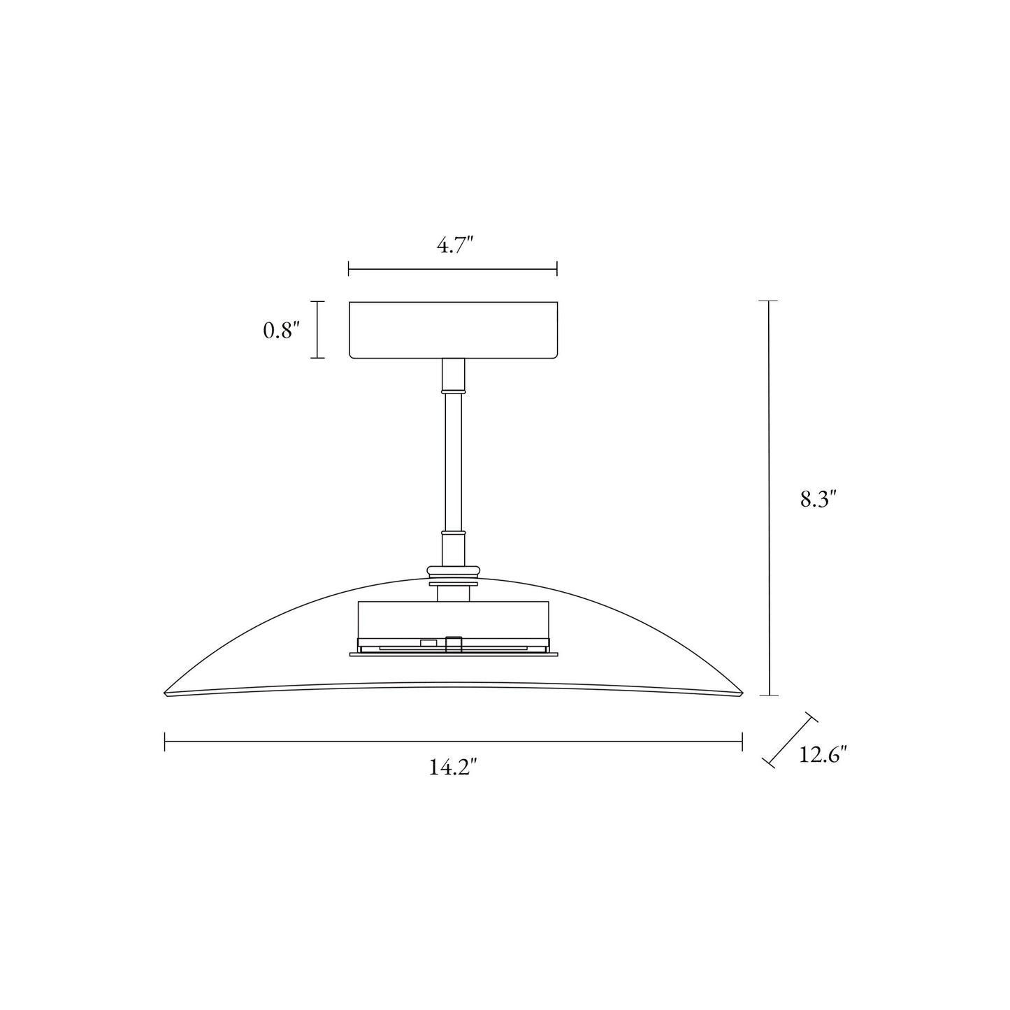 Elynamina 1-Light Small Black LED Semi-Flush-Mount Light