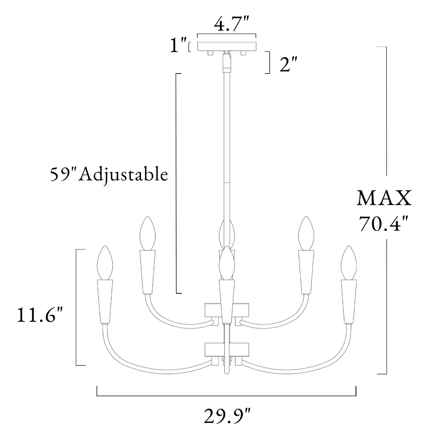 Trucatinon 6-Light Large Black Chandelier