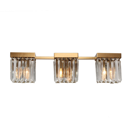 Modern 3-Light Gold Crystal Vanity Light