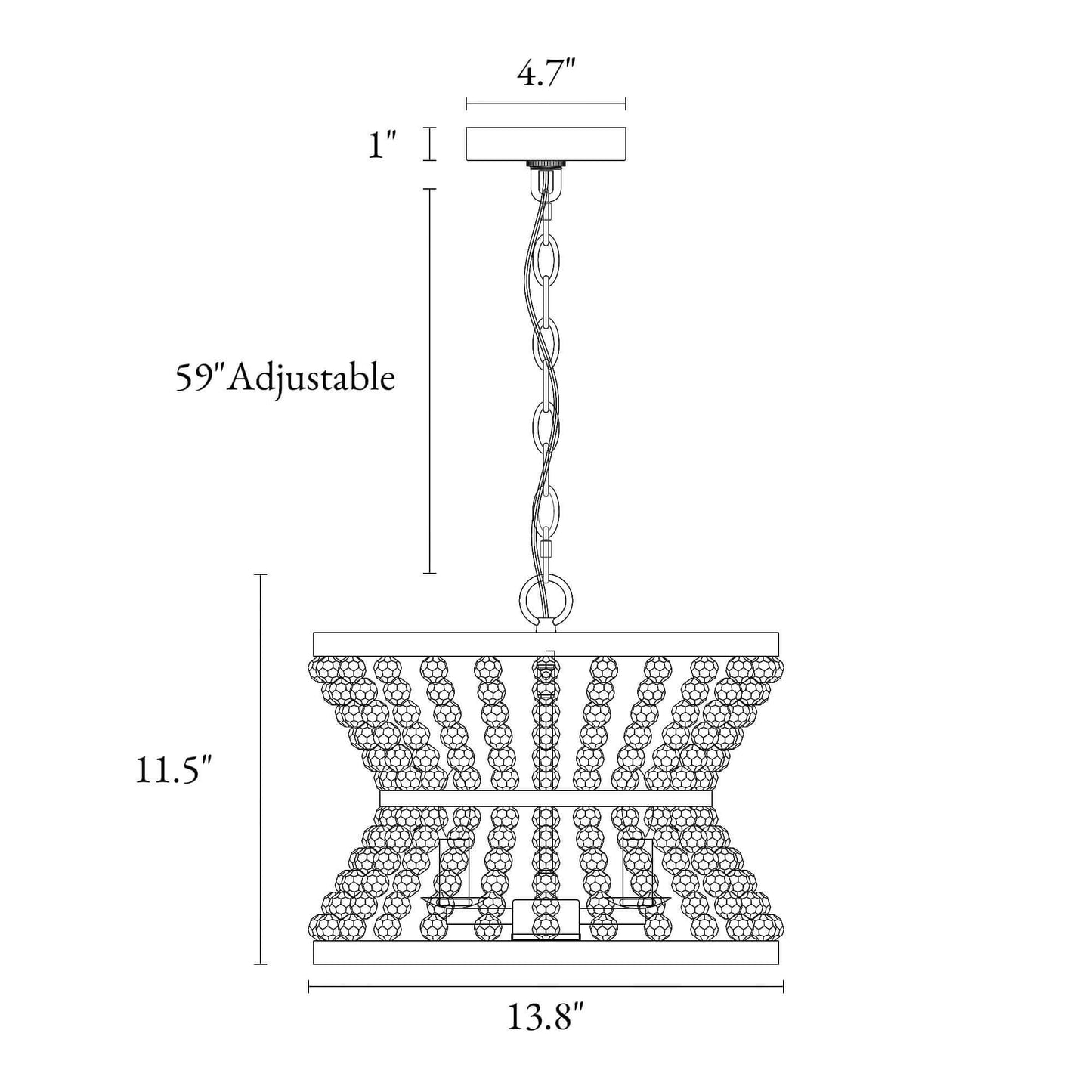 Modern Crystal Beads 3-Light Chandelier