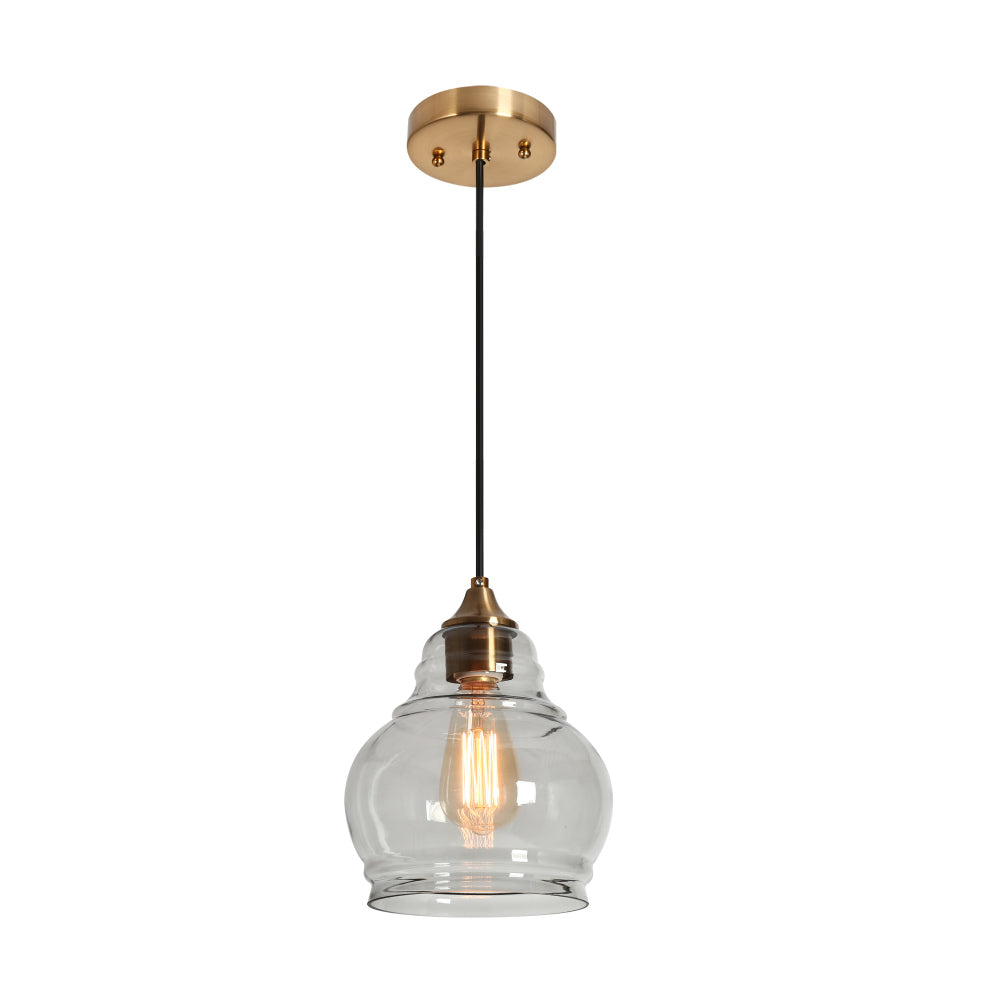 Fhallyeo 1-Light 8" Gold Modern Glass Pendant Light Fixtures