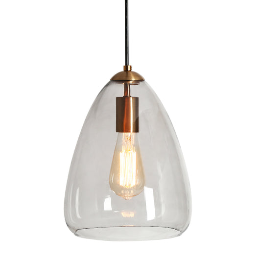 Modern 1-Light Brass Pendant Light with Smoke Glass Shades