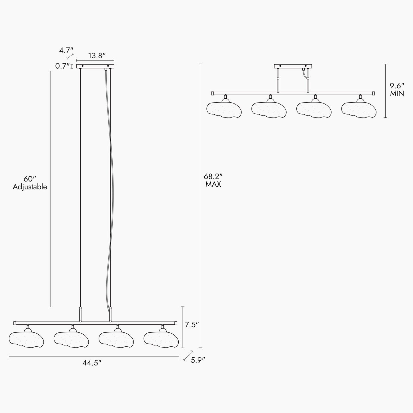 4-Light Brass Kitchen Island Chandelier - Belles Lighting