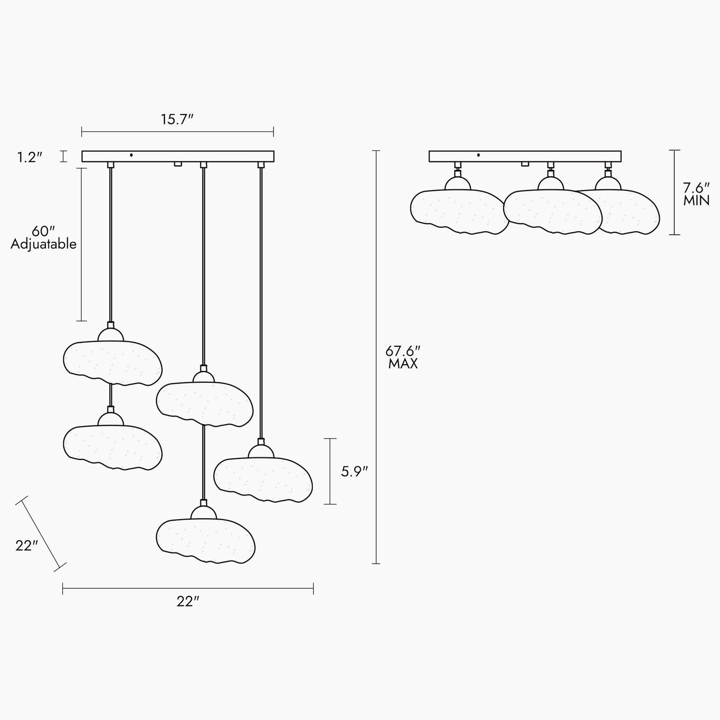 5-Light Cluster Chandeliers - Belles Lighting