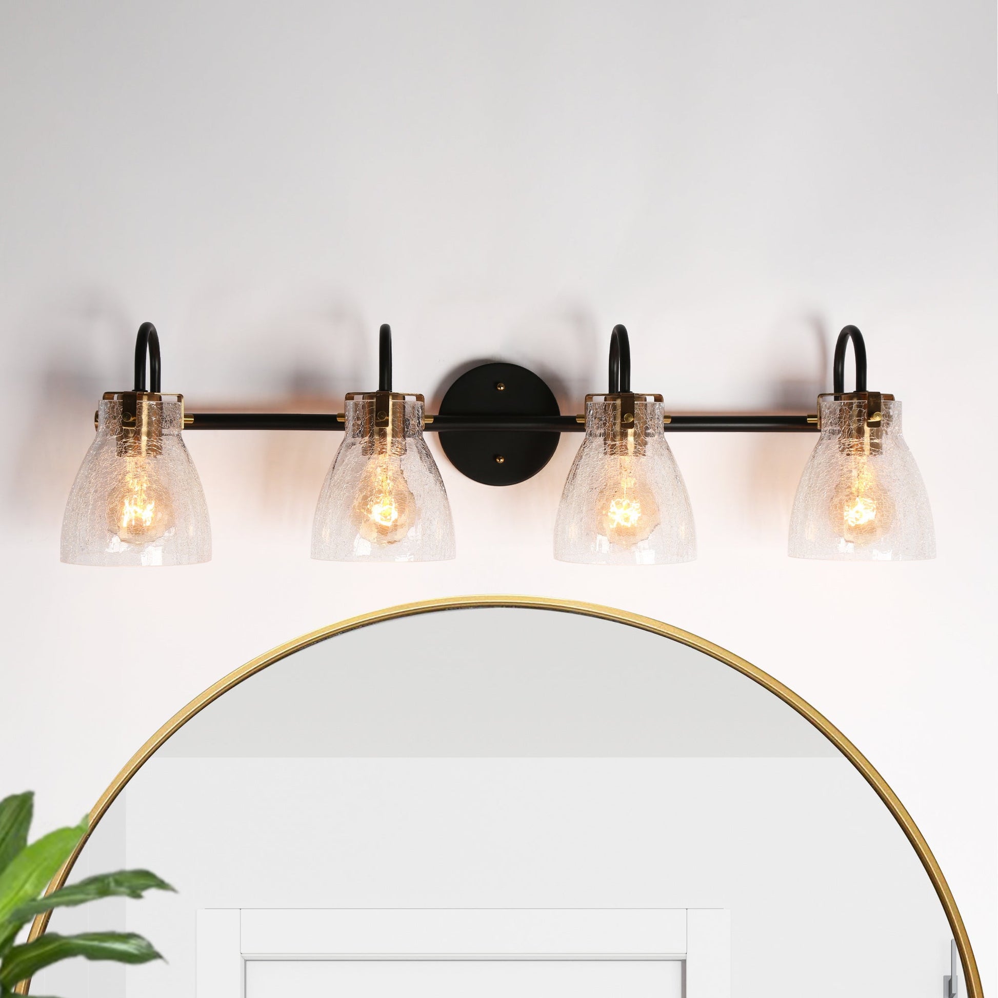 Aidtyrtm 4-Light Black and Brass Vanity Light