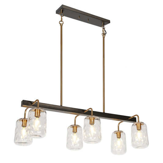 Erharting 6-Light 33-in Black&Gold Modern Linear Kitchen Island Light