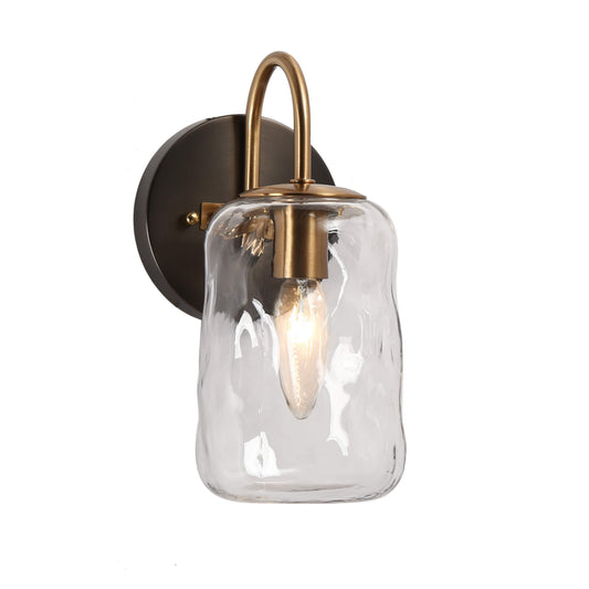 Modern Farmhouse 1-Light Wall Sconce with Hand-Blown Clear Water Ripple Glass Shade