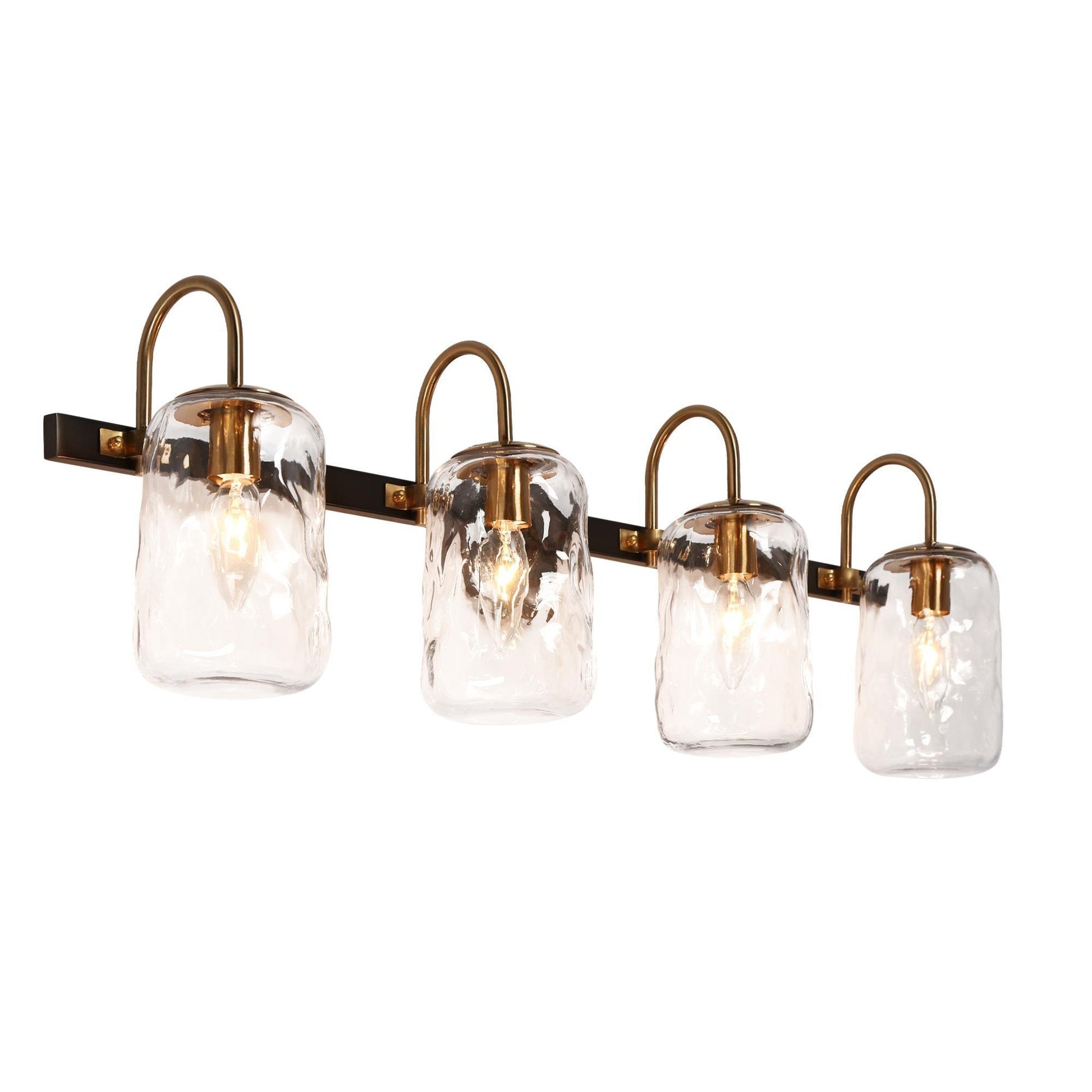 4-Light Bath Vanity Light Glass Wall Lights - Belles Lighting