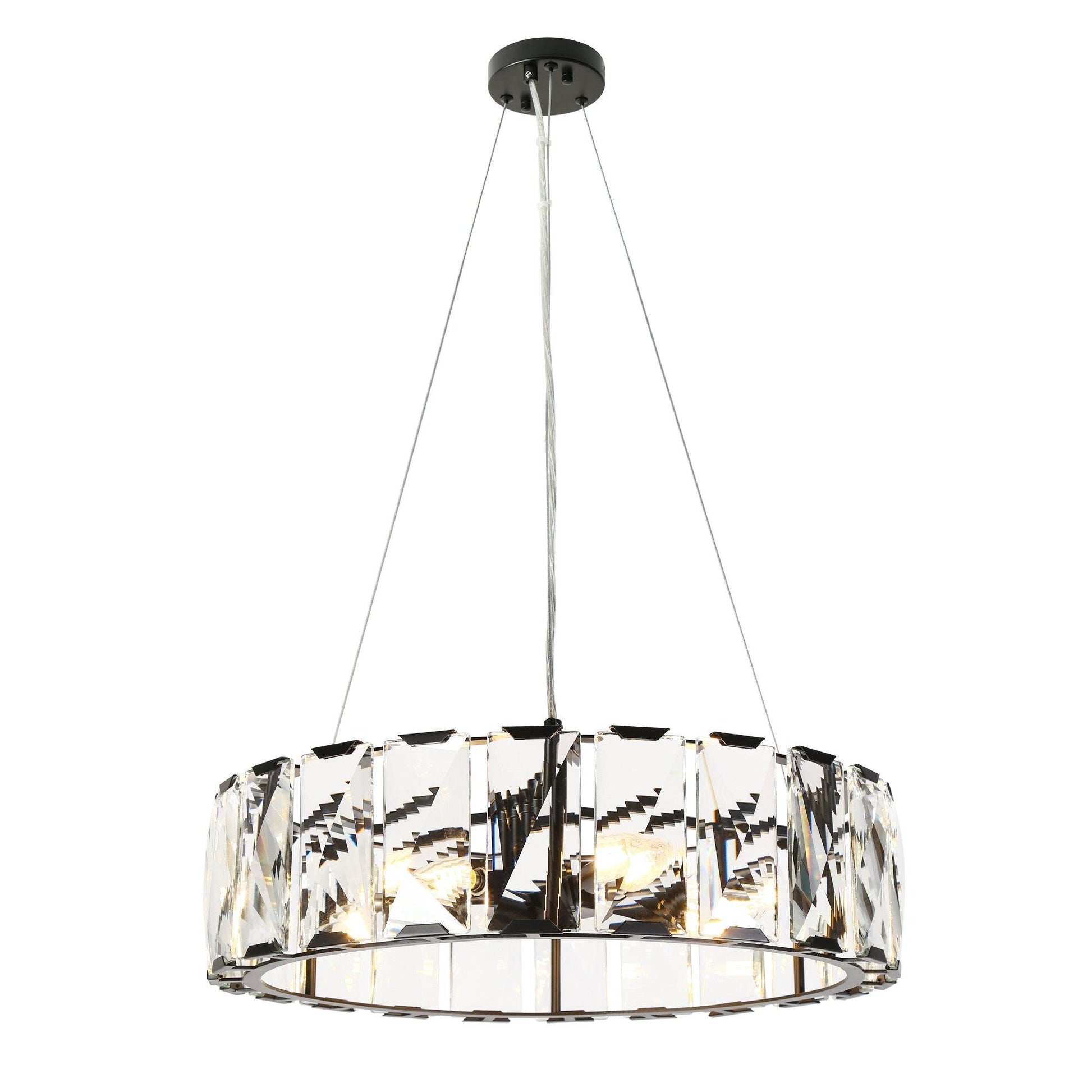 6-Light Black Crystal Chandeliers - Belles Lighting