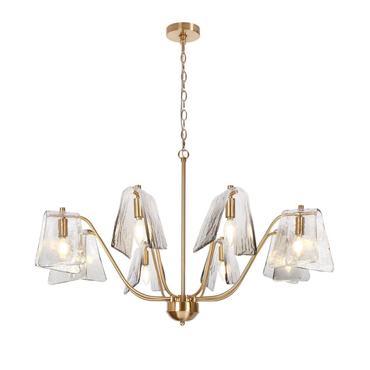 8-Light Brass Chandelier with Smoked Glass Shade - Belles Lighting