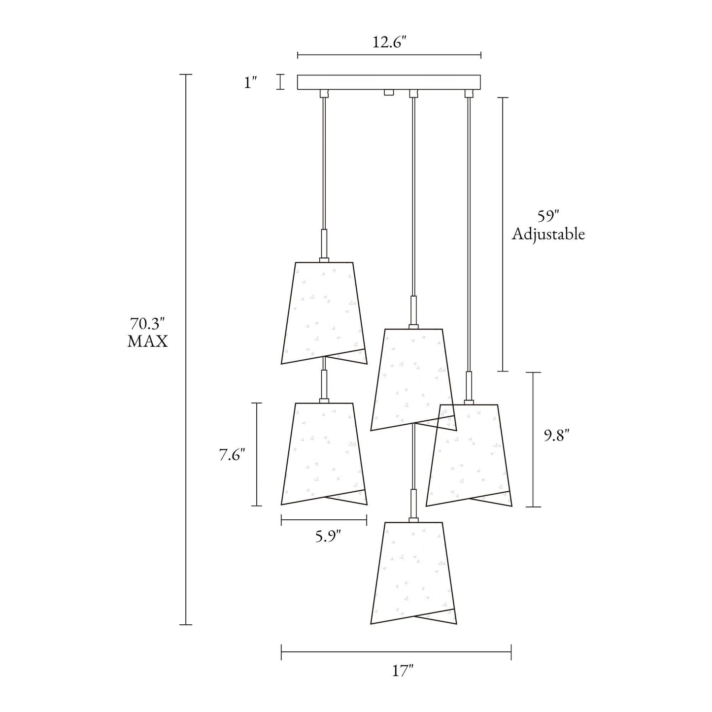 5-Light Glass Cluster Chandeliers Black - Belles Lighting