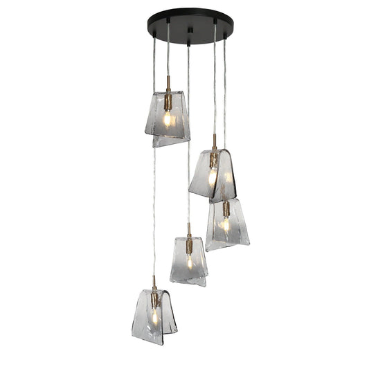 5-Light Glass Cluster Chandeliers Black - Belles Lighting