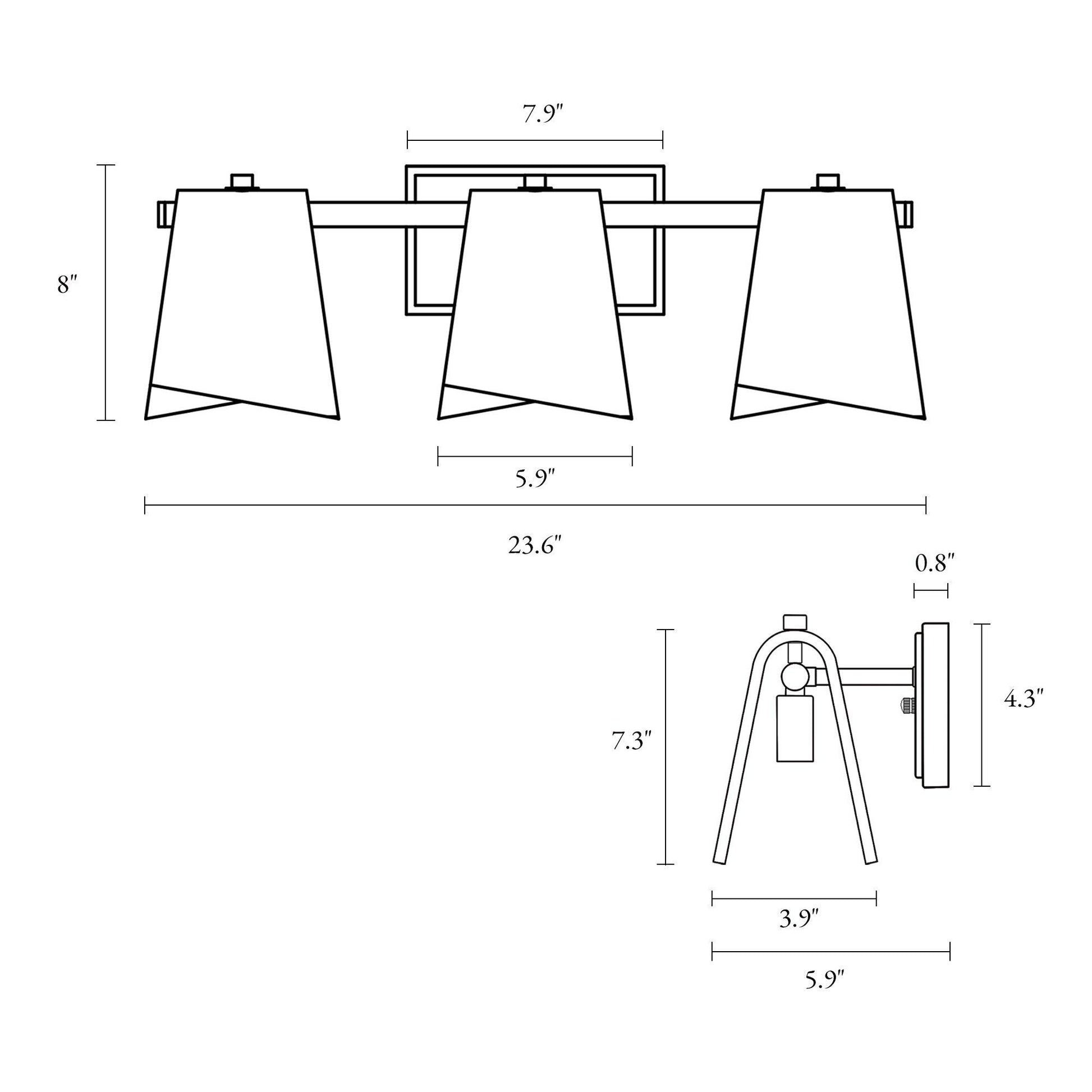 3-Light Brass Bathroom Vanity Light with Smoked Glass - Belles Lighting