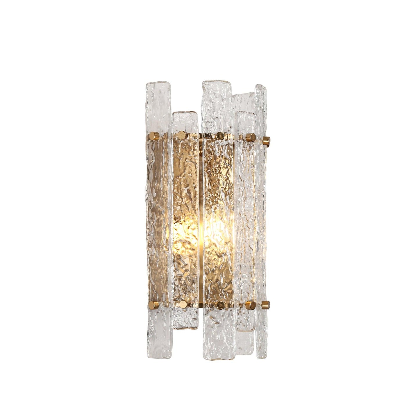 1-Light Brass Wall Sconce with Textured Glass - Belles Lighting