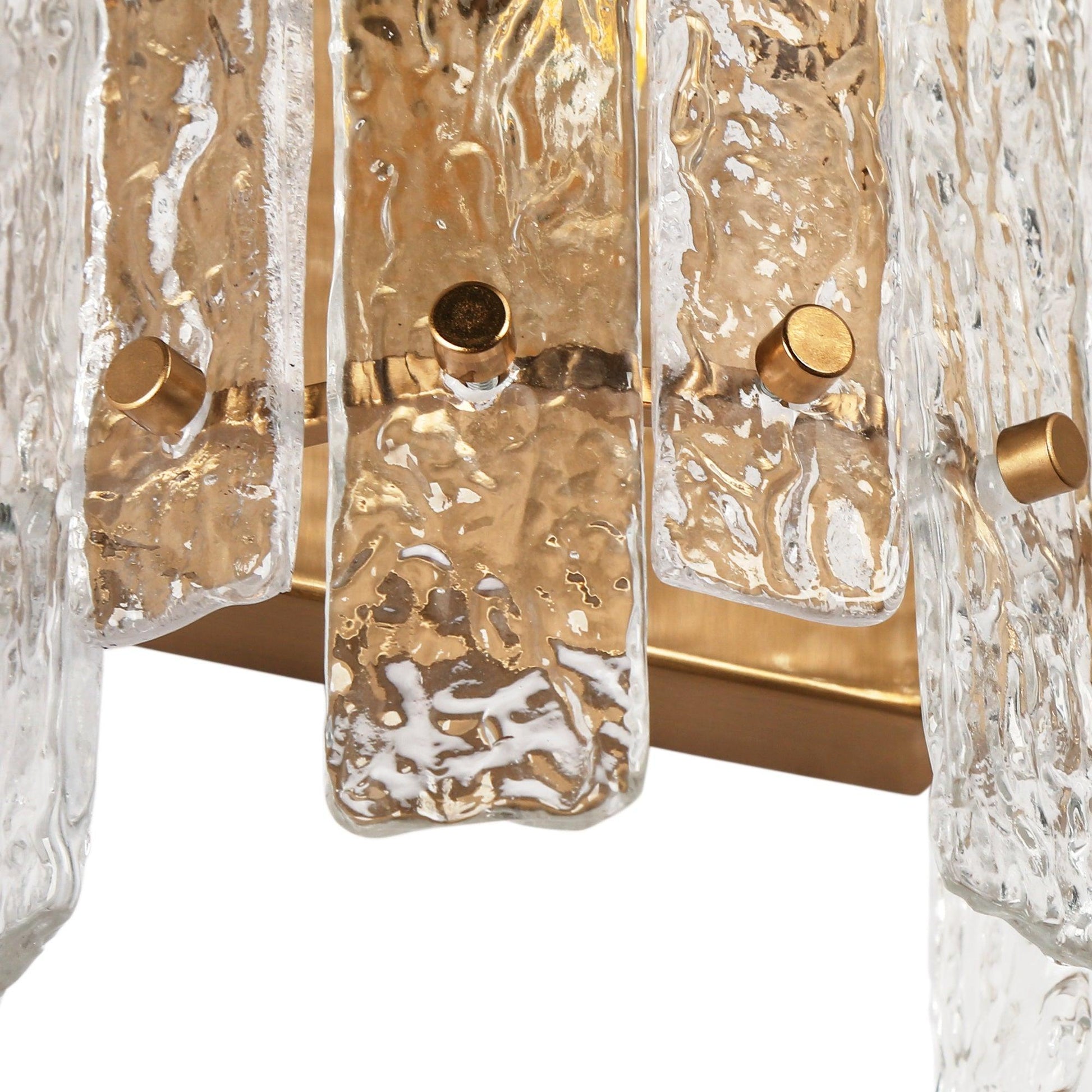 1-Light Brass Wall Sconce with Textured Glass - Belles Lighting